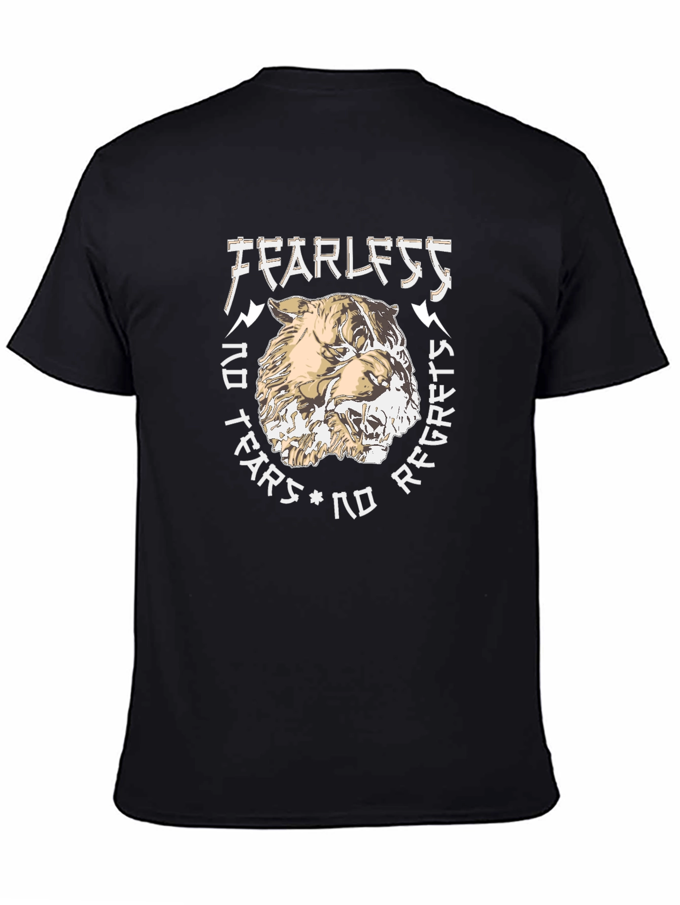 Black Fearless Graphic Print T-Shirt - Black view 4