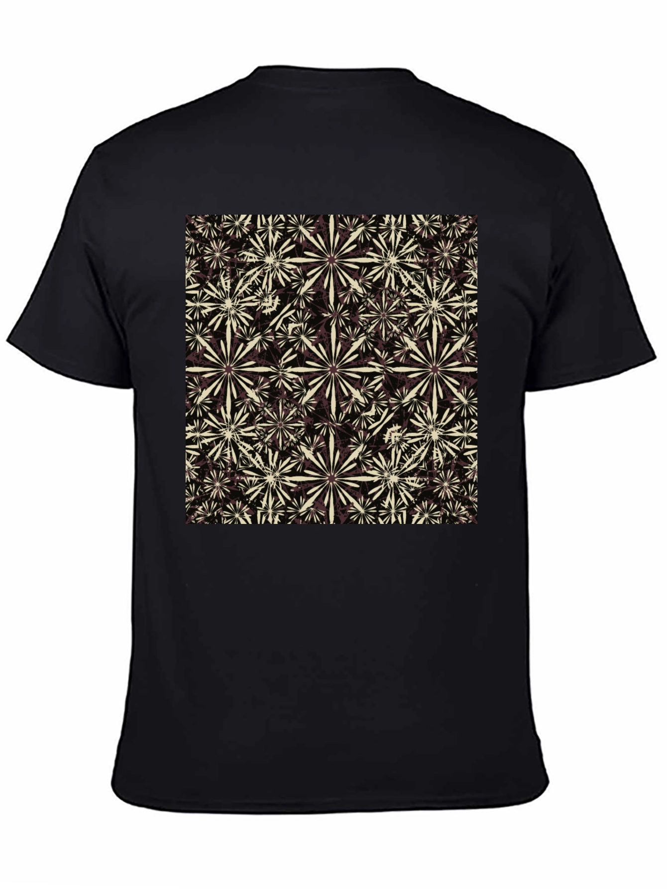 Black Floral Pattern Crew Neck T-Shirt view 4