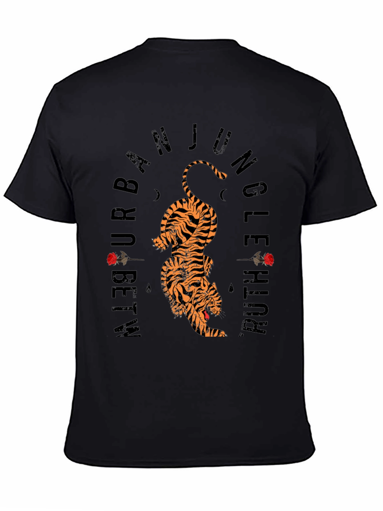 Black Urban Jungle Tiger Graphic Tee - Black Cotton view 4