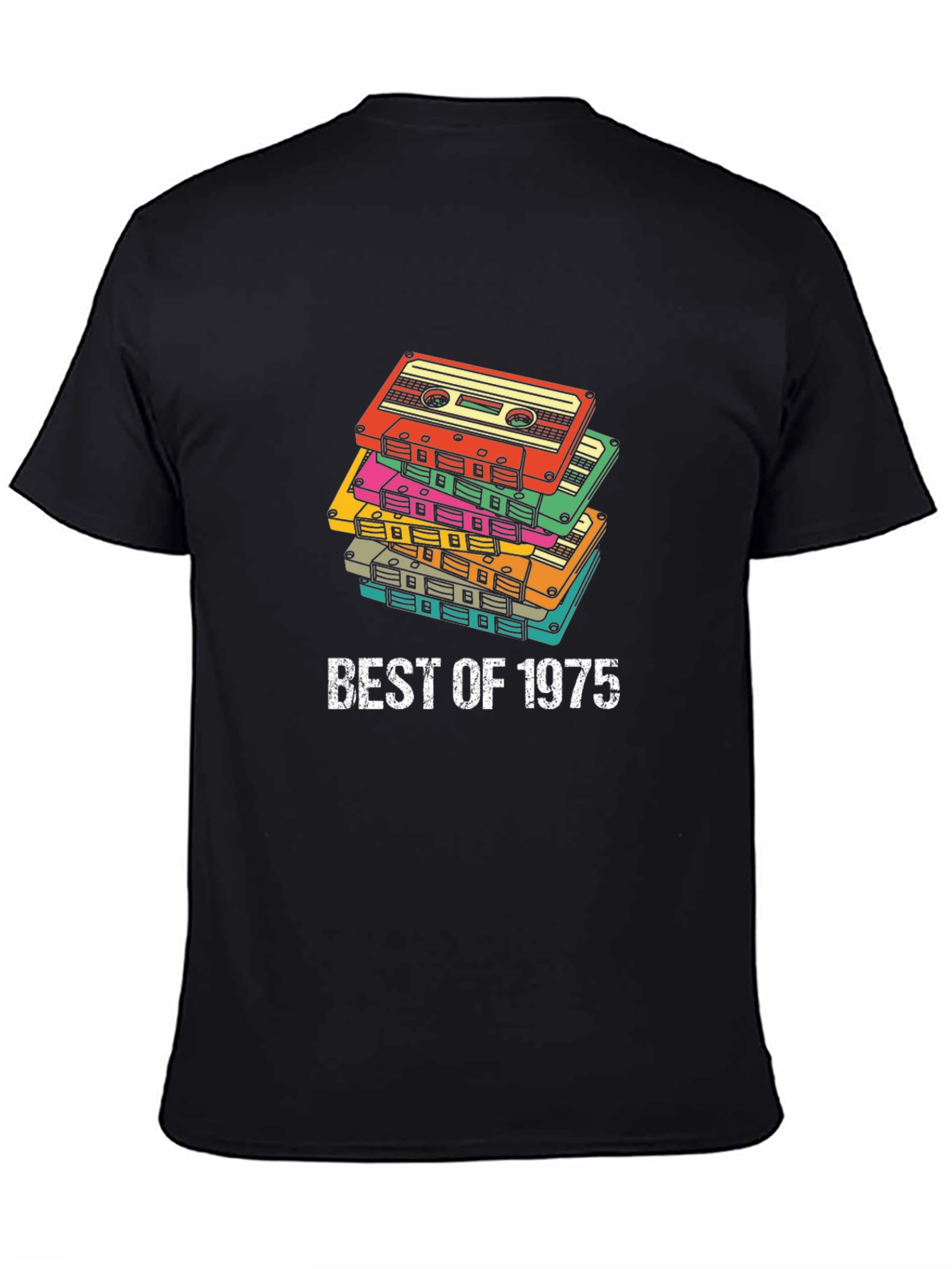 Black Retro Cassette Tape T-Shirt - Best of 1975 view 4