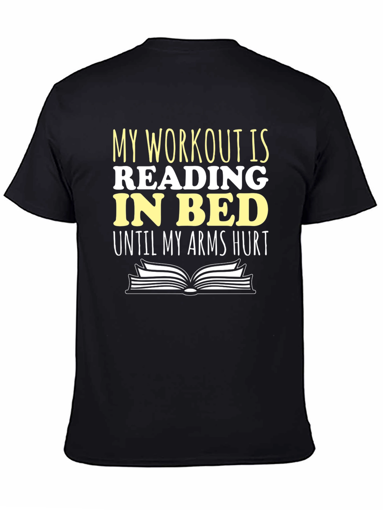 Black Funny Reading Workout T-Shirt - Unisex Cotton Tee view 4