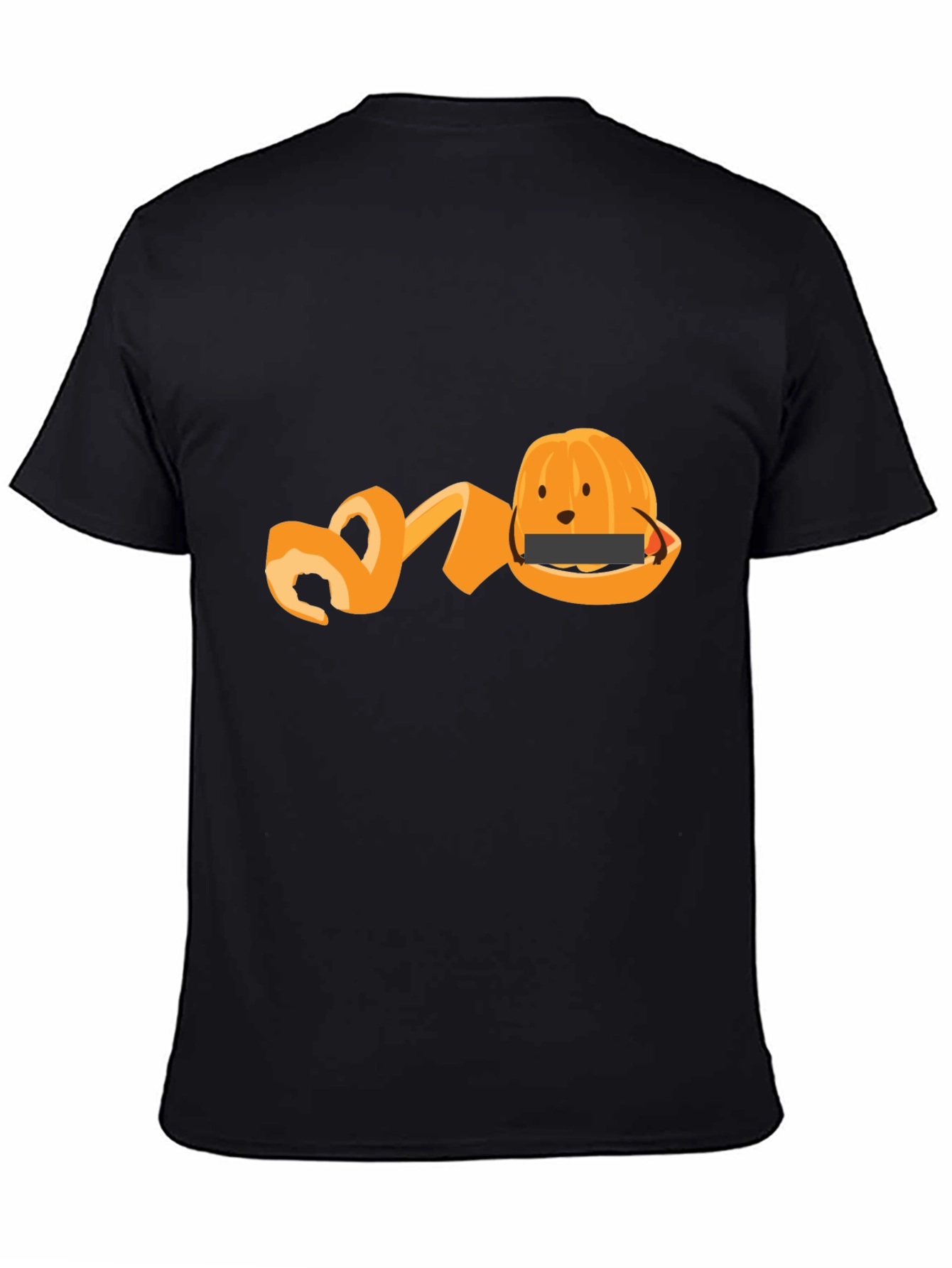Black Funny Orange Peel T-Shirt - Fruit Graphic Tee view 4