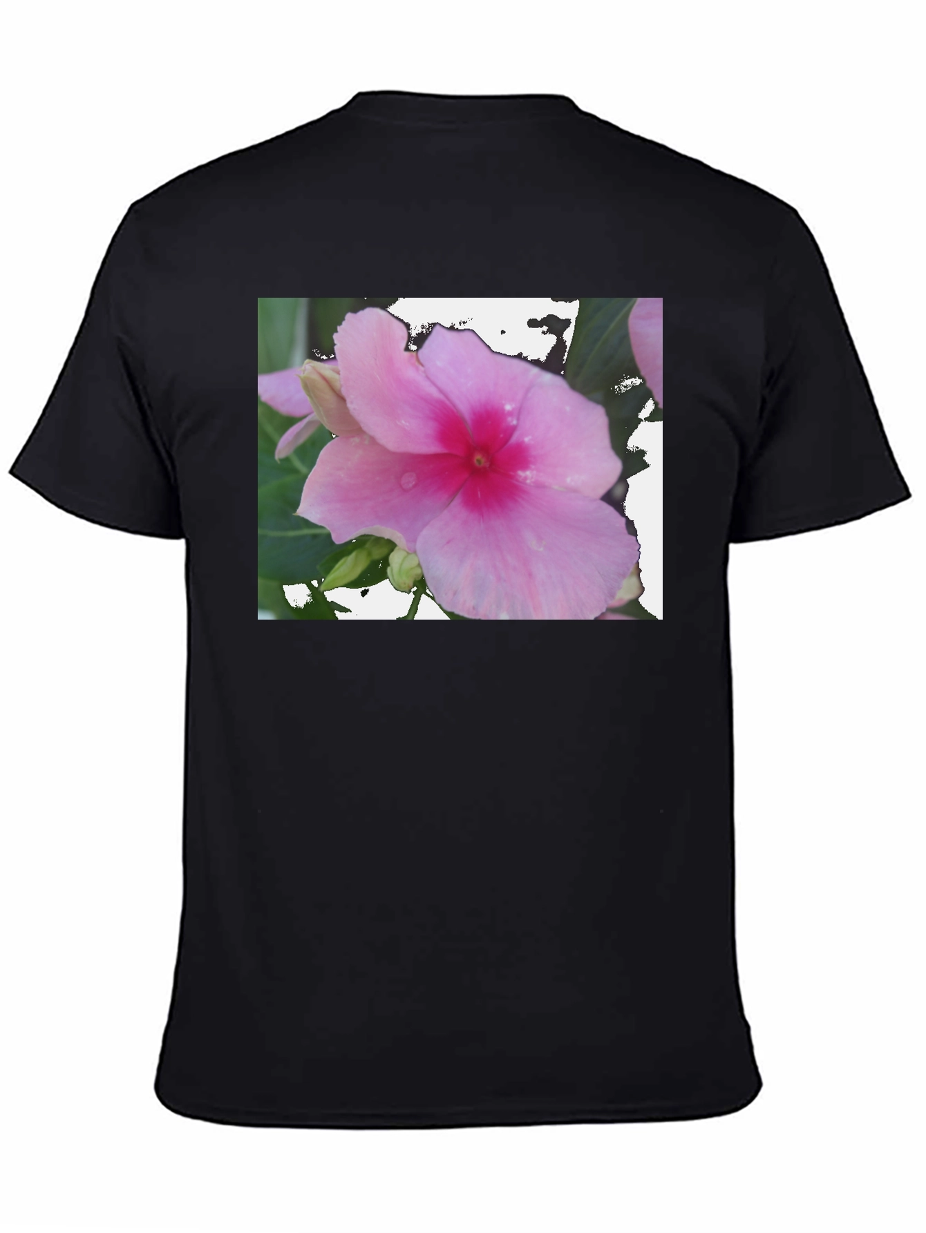 Black Pink Flower Graphic Black T-Shirt view 4
