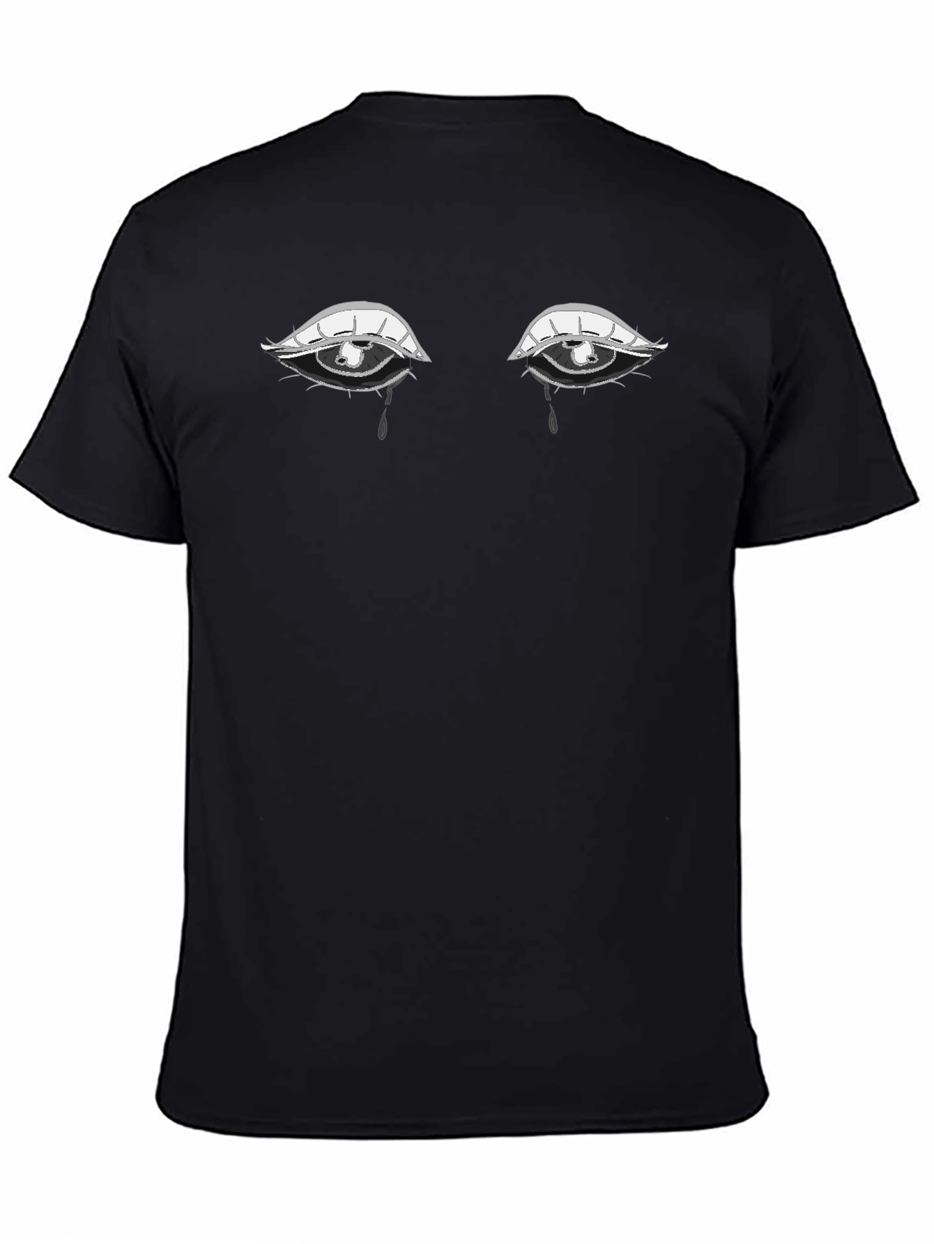 Black Tearful Eyes Graphic Tee - Expressive Black T-Shirt view 4
