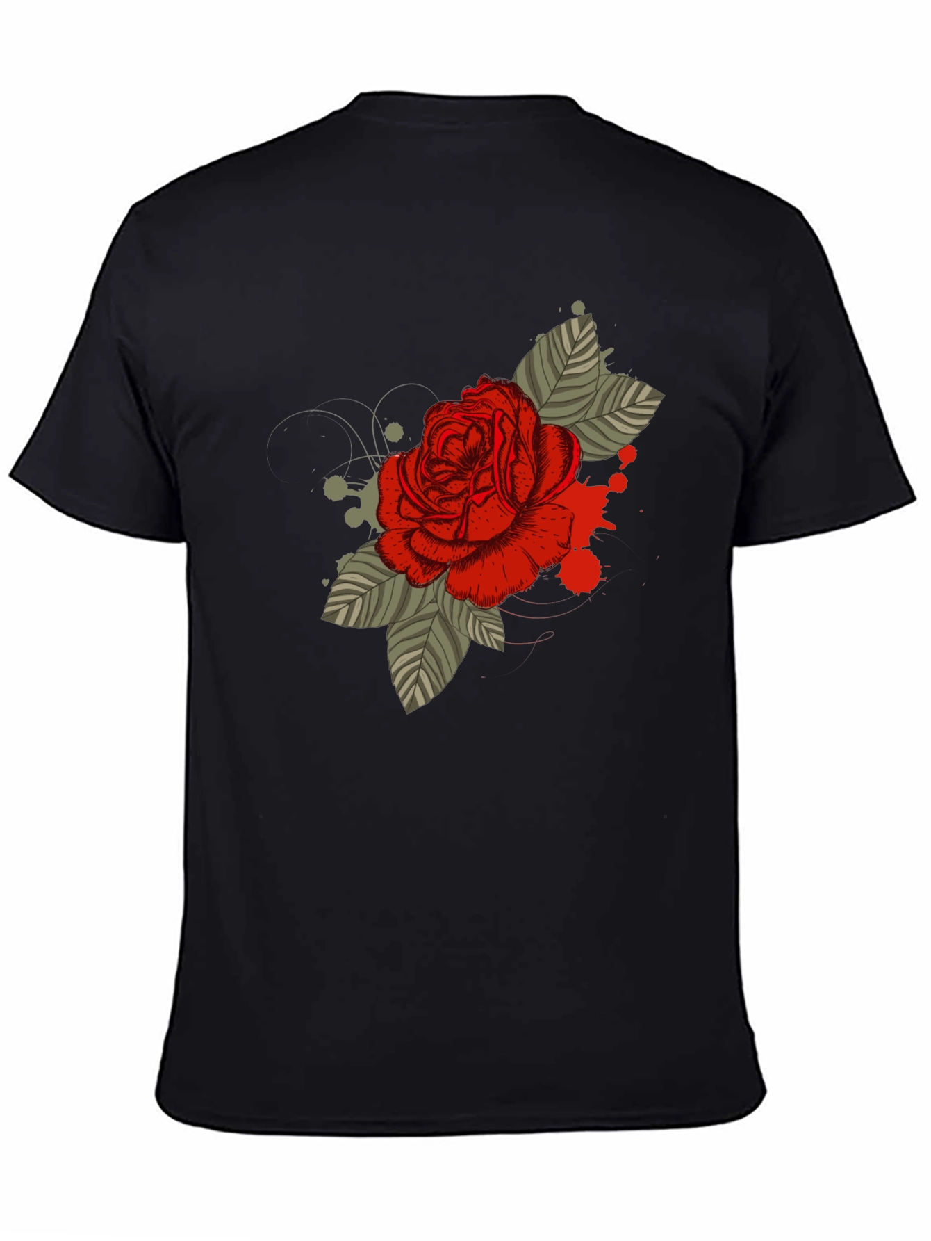Black Rose Graphic T-Shirt - Men's Black Tee view 4