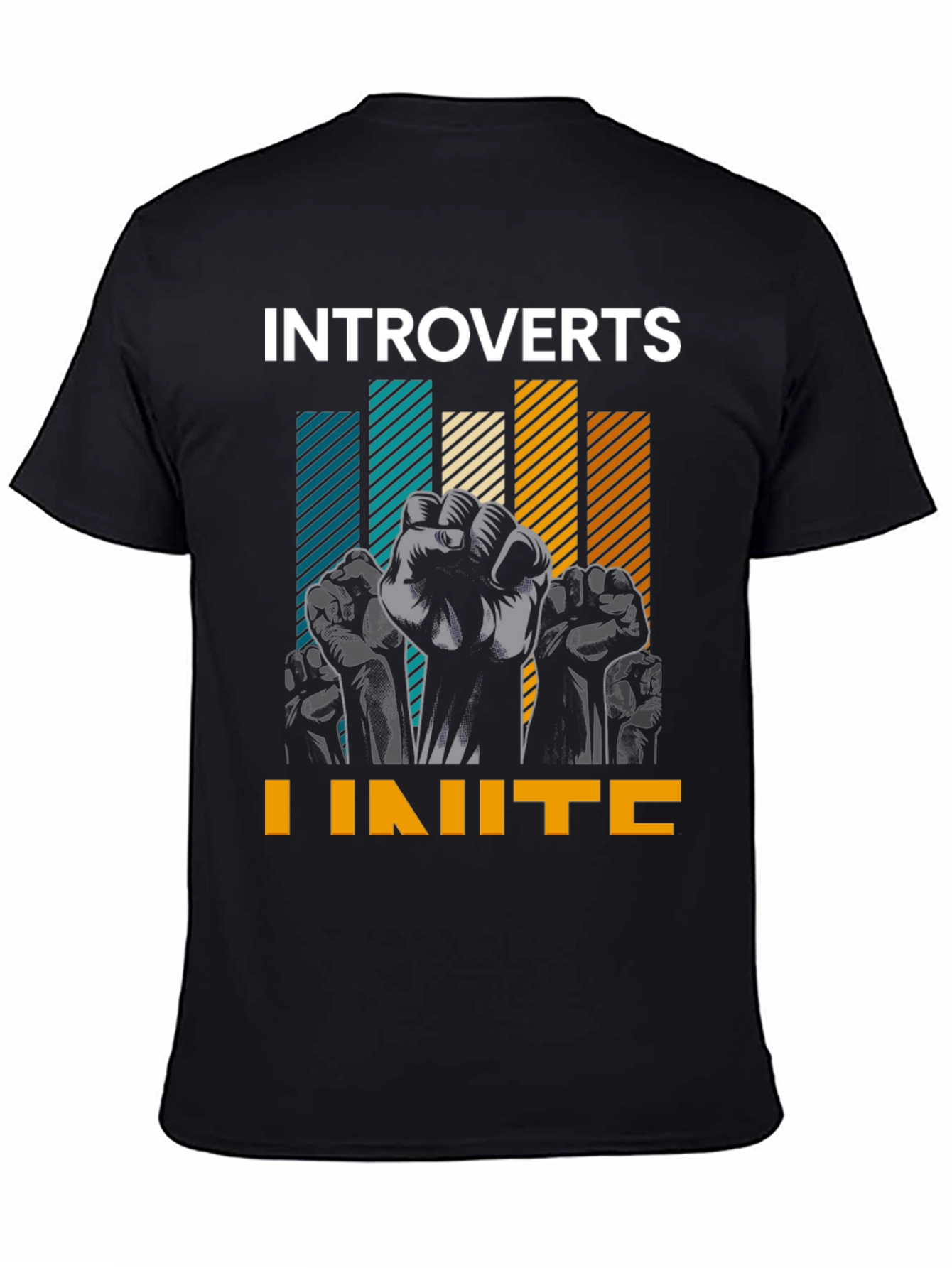 Black Introverts Unite Graphic Tee - Black Cotton T-Shirt view 4