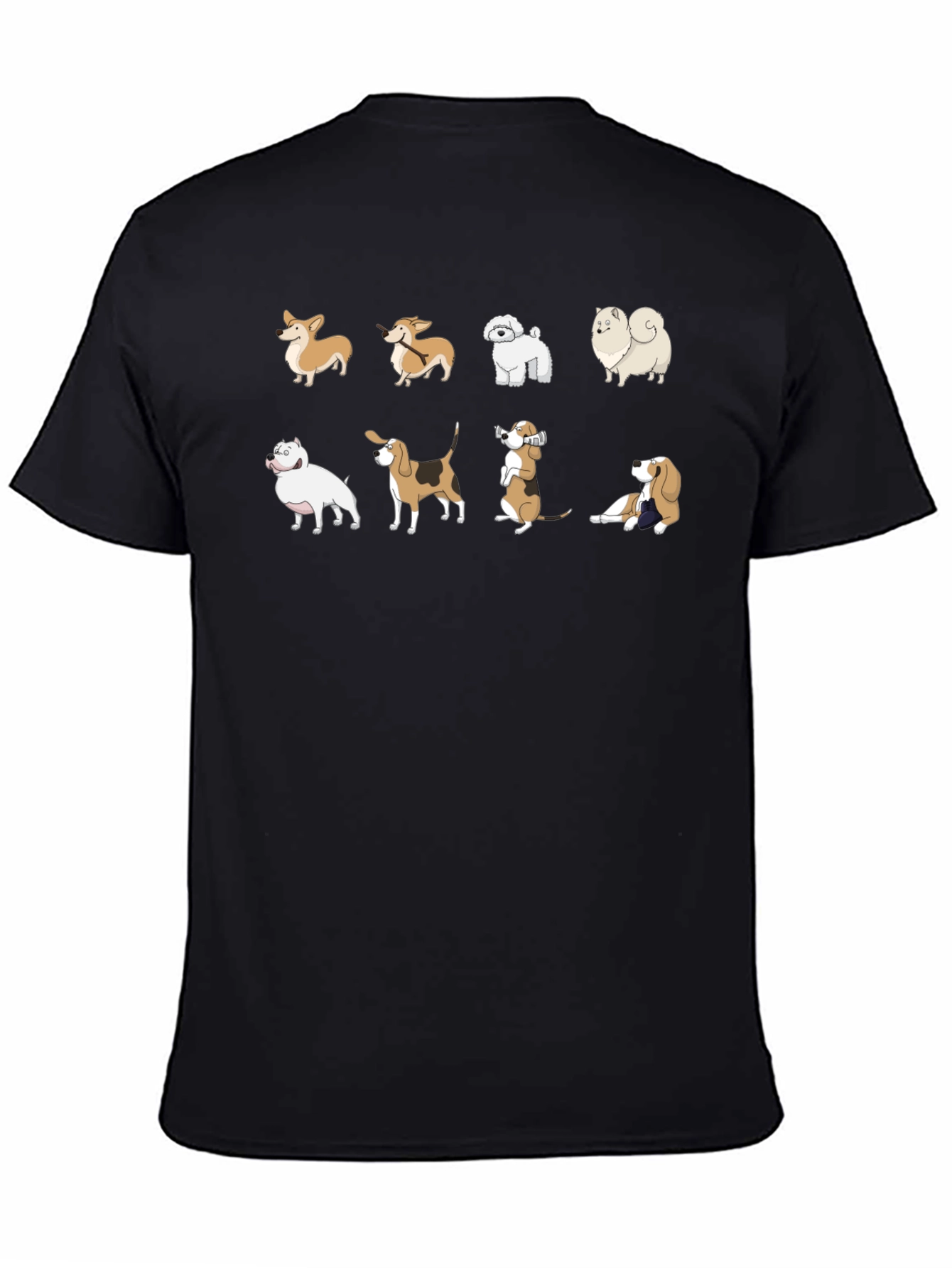 Black Dog Breed Cartoon Graphic T-Shirt view 4
