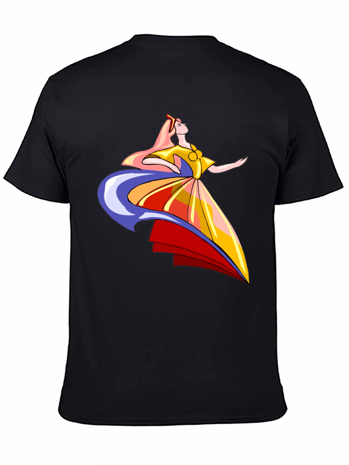 Black Elegant Dancer Graphic Tee - Black Cotton T-Shirt view 4