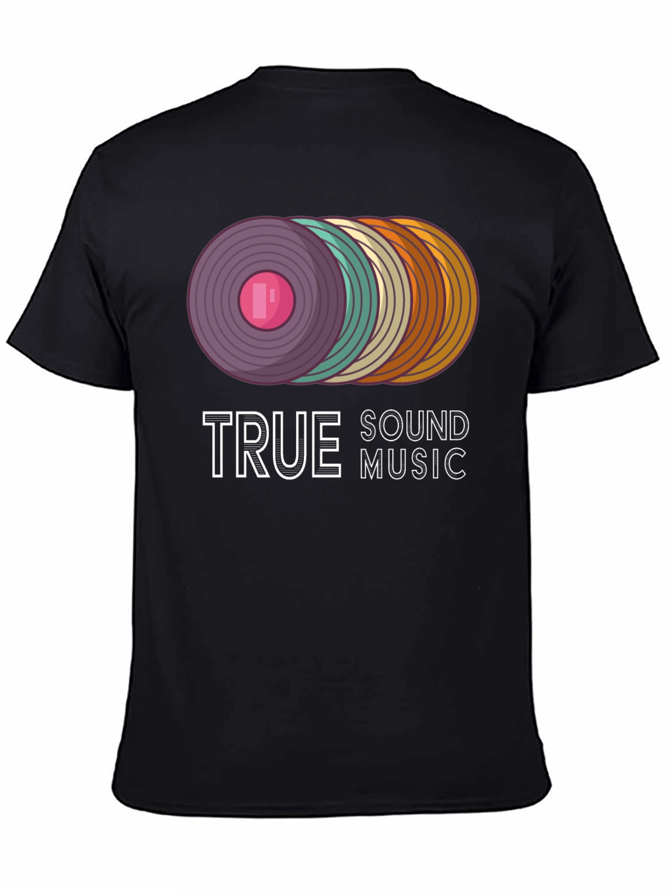 Black True Sound Music Retro Vinyl Record Graphic Tee view 4