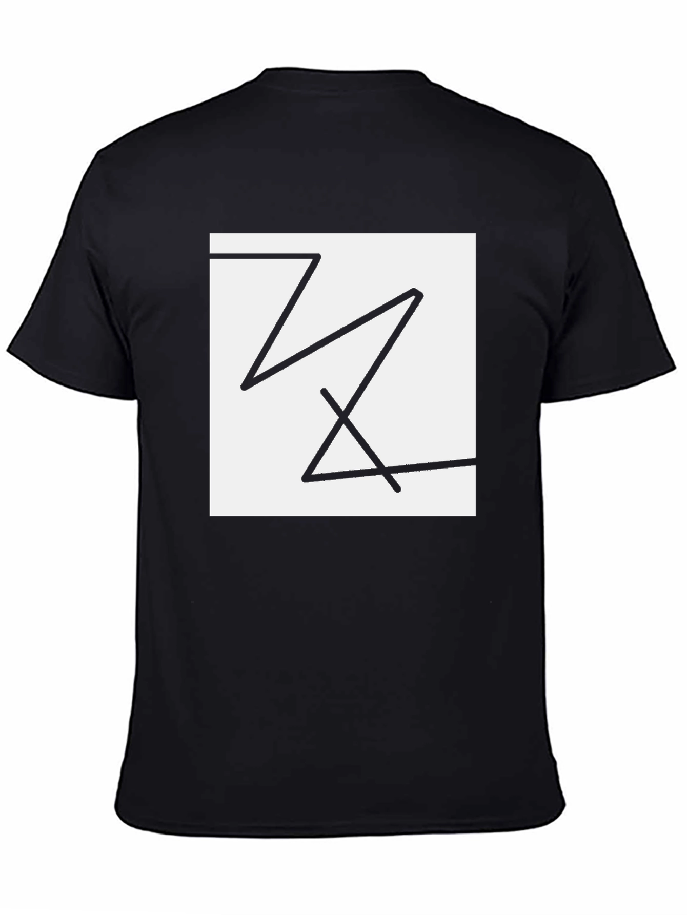 Black Geometric Line Art T-Shirt view 4