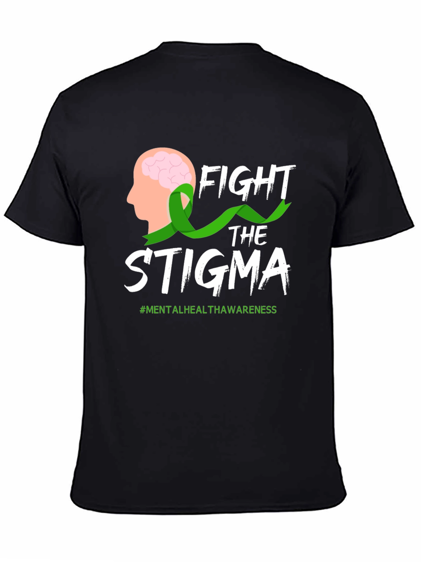 Black Fight Stigma T-Shirt Mental Health Awareness Tee view 4