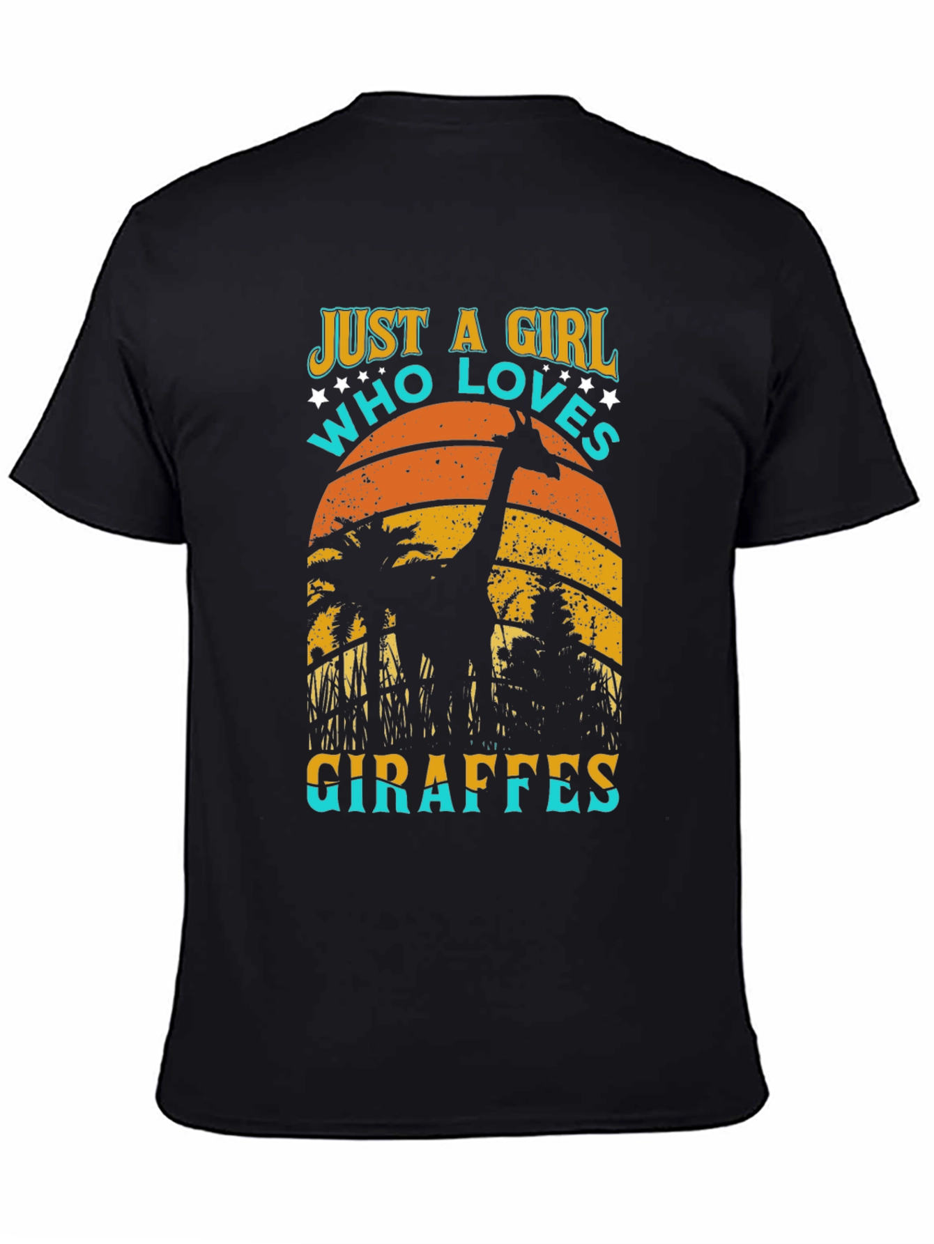 Black Just A Girl Who Loves Giraffes T-Shirt view 4