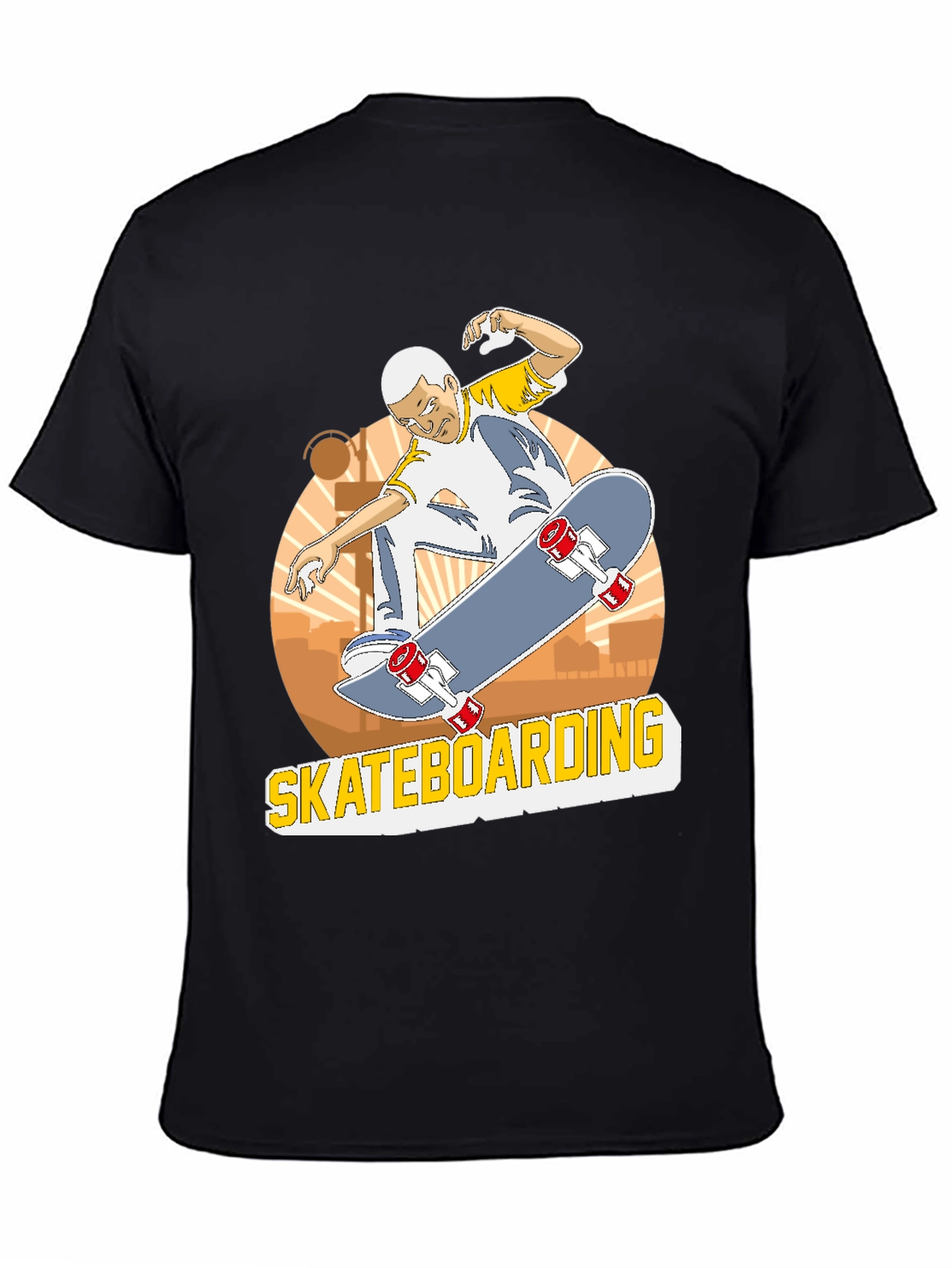 Black Skateboarding T-Shirt - Cool Graphic Tee view 4