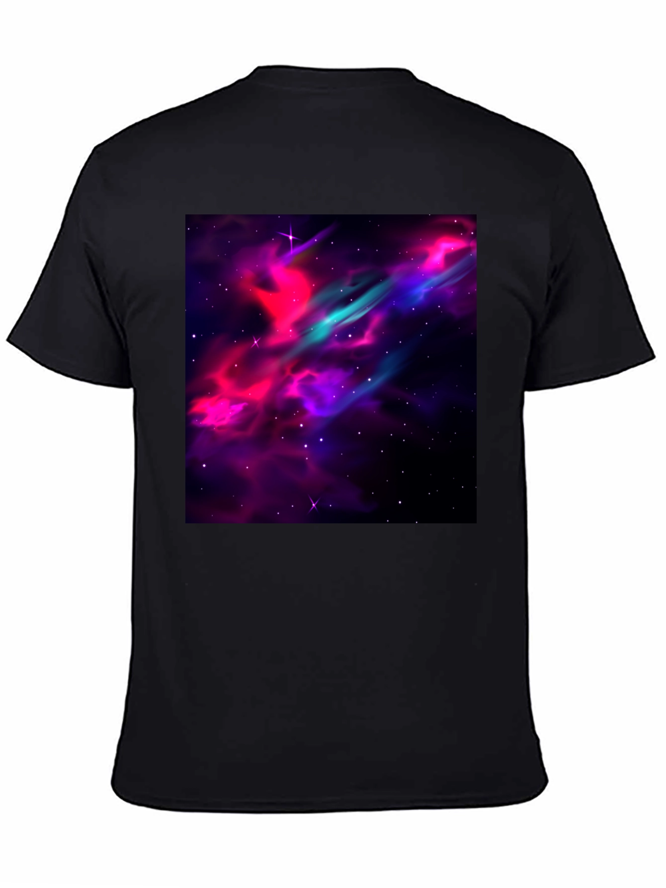 Black Galaxy Print Black T-Shirt - Men's Casual Tee view 4