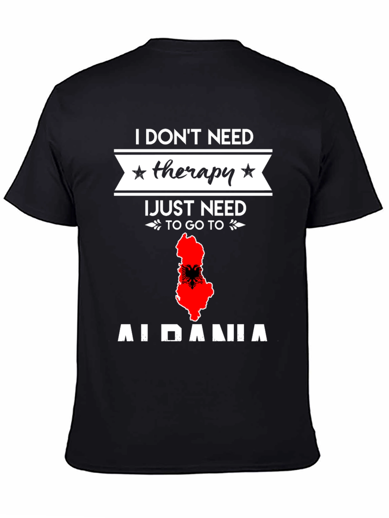 Black Albania Therapy T-Shirt - Travel Lover Gift view 4