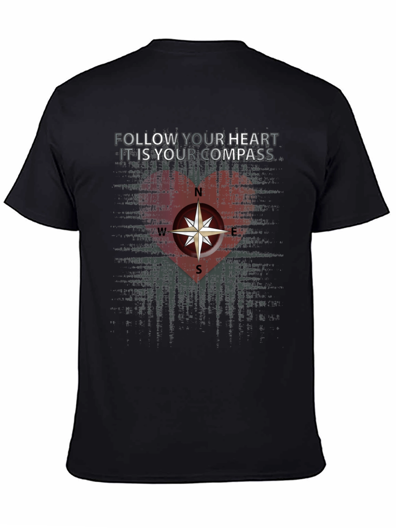 Black Follow Your Heart Compass Graphic Tee view 4