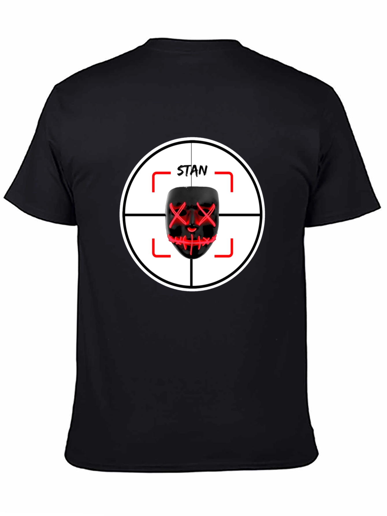 Black Stan Mask T-Shirt: Target Design - Unique Fan Apparel view 4