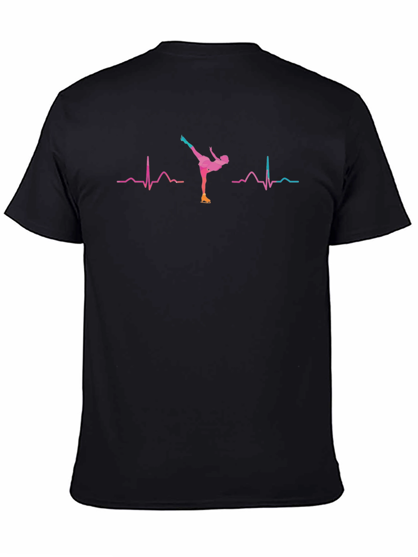 Black Ice Skating Heartbeat T-Shirt - Black view 4