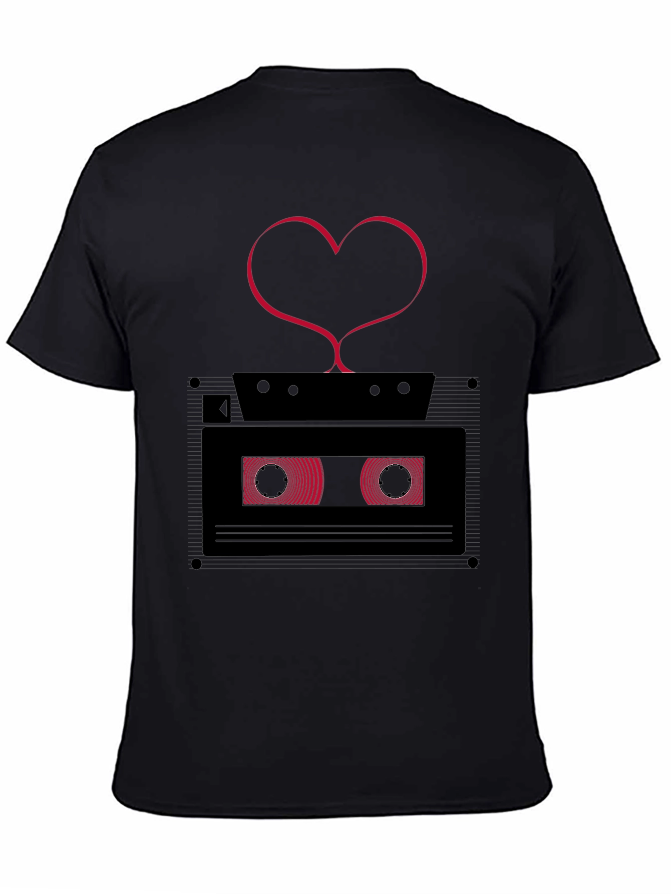 Black Retro Love Cassette Tape Graphic Tee - Men's Black T-Shirt view 4