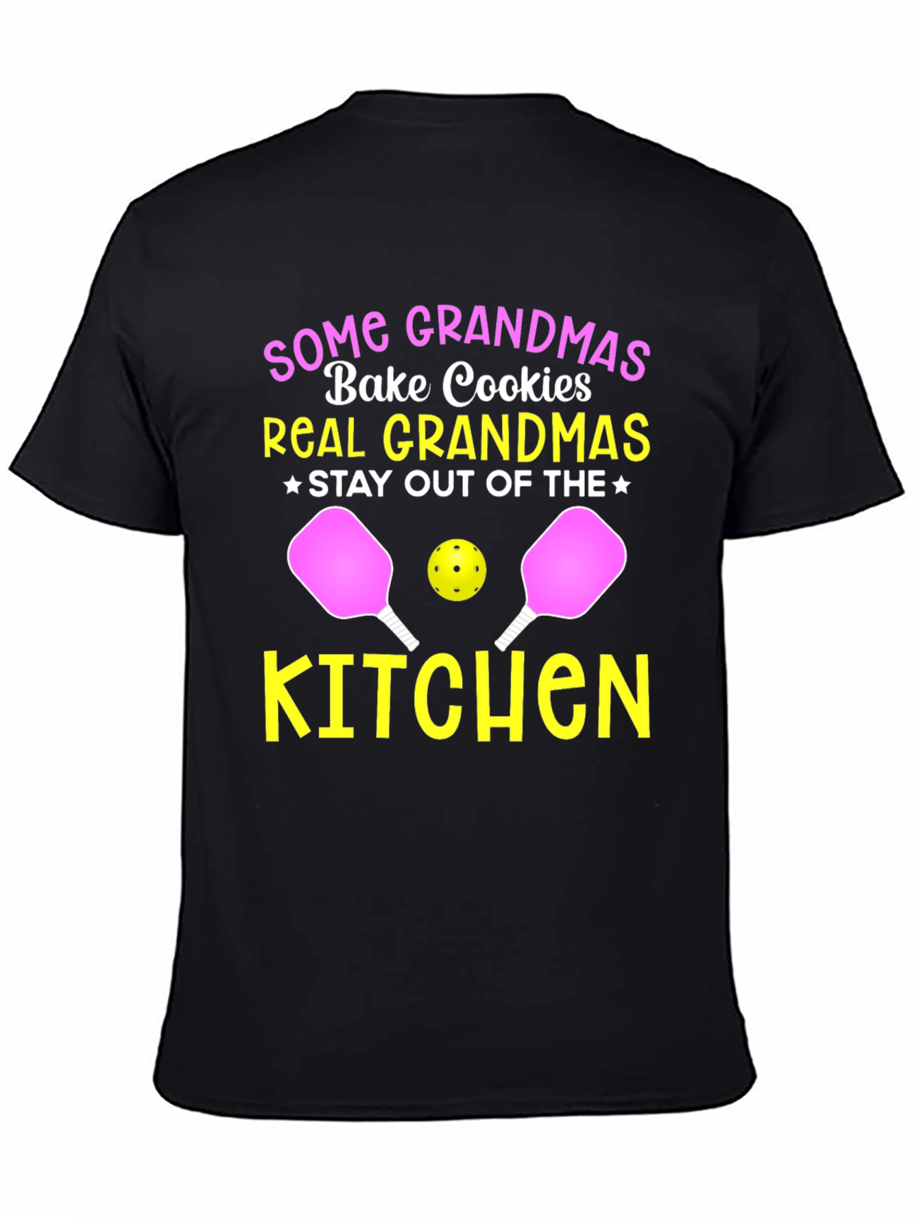 Black Pickleball Grandmas Stay Out of the Kitchen T-Shirt view 4