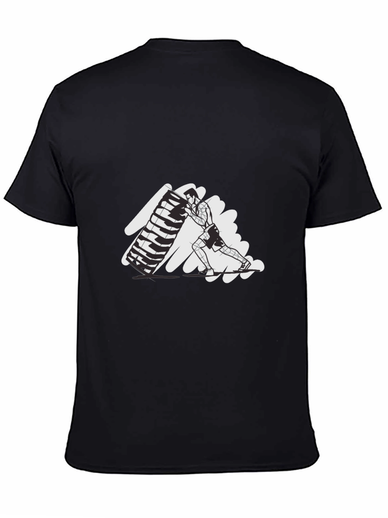 Black Men's Black Graphic Tee - Weightlifting Design view 4