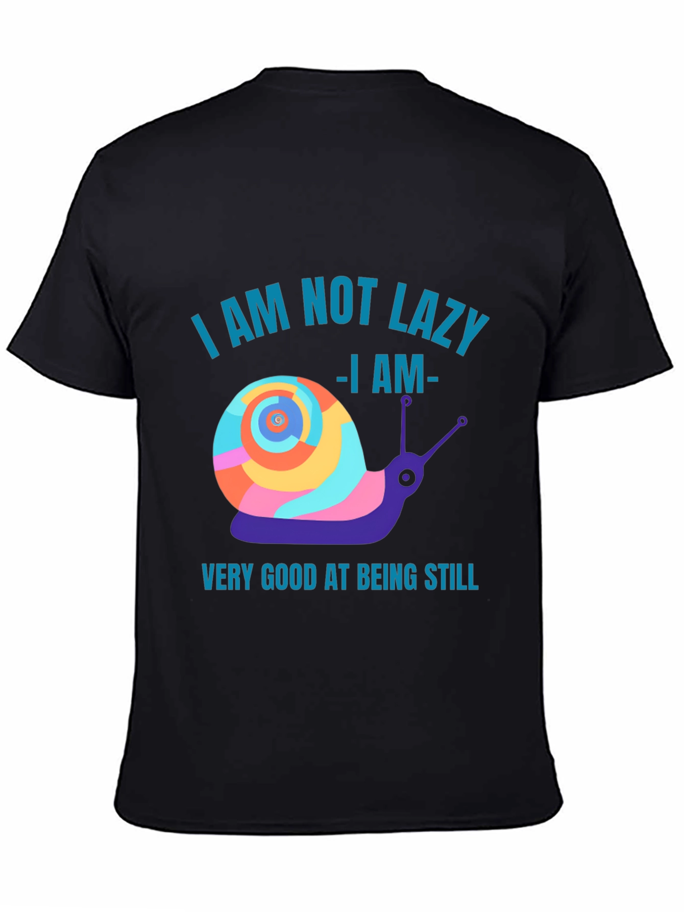 Black Funny Snail Graphic T-Shirt - Not Lazy view 4