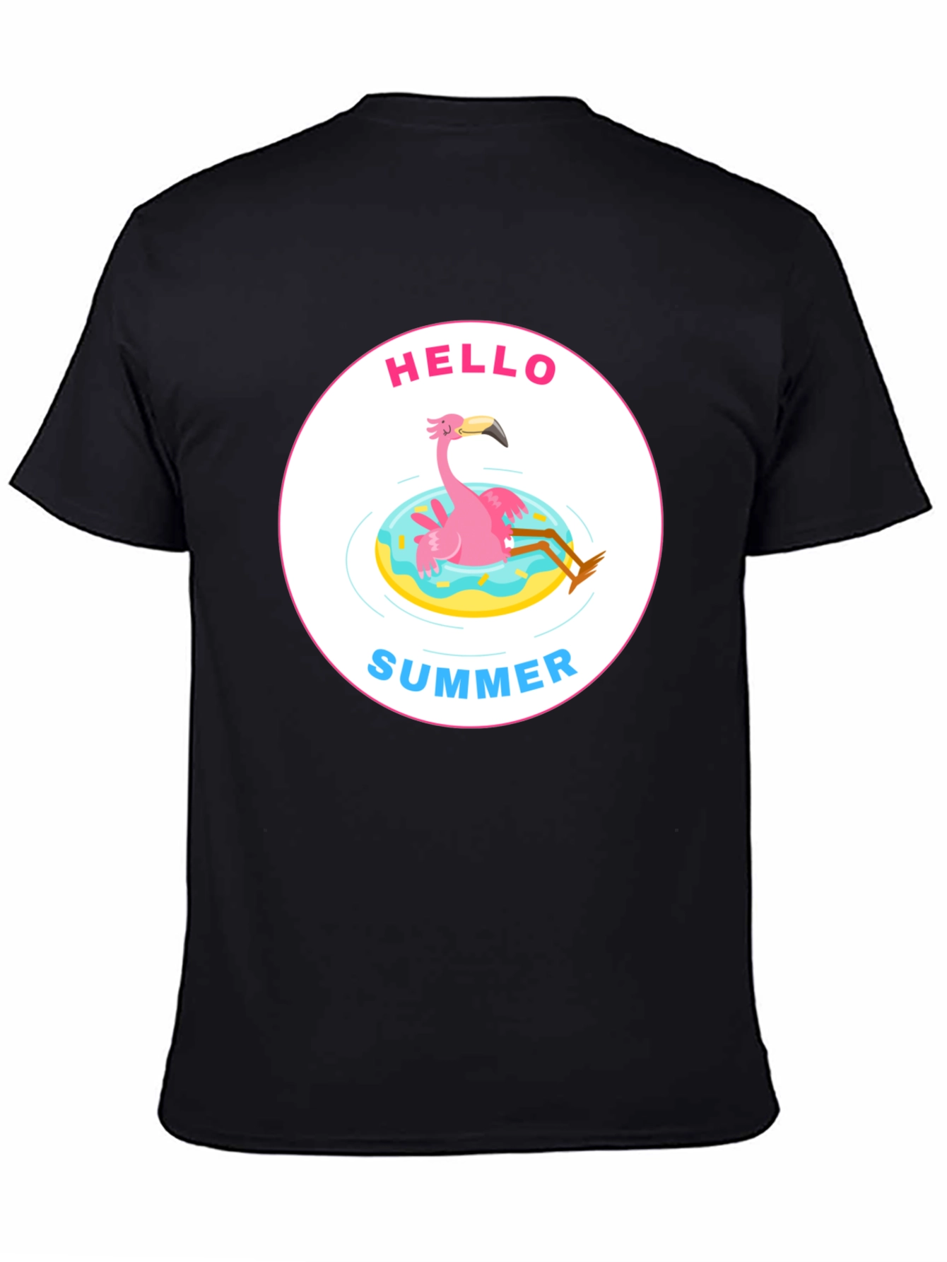 Black Hello Summer Flamingo Graphic Tee view 4