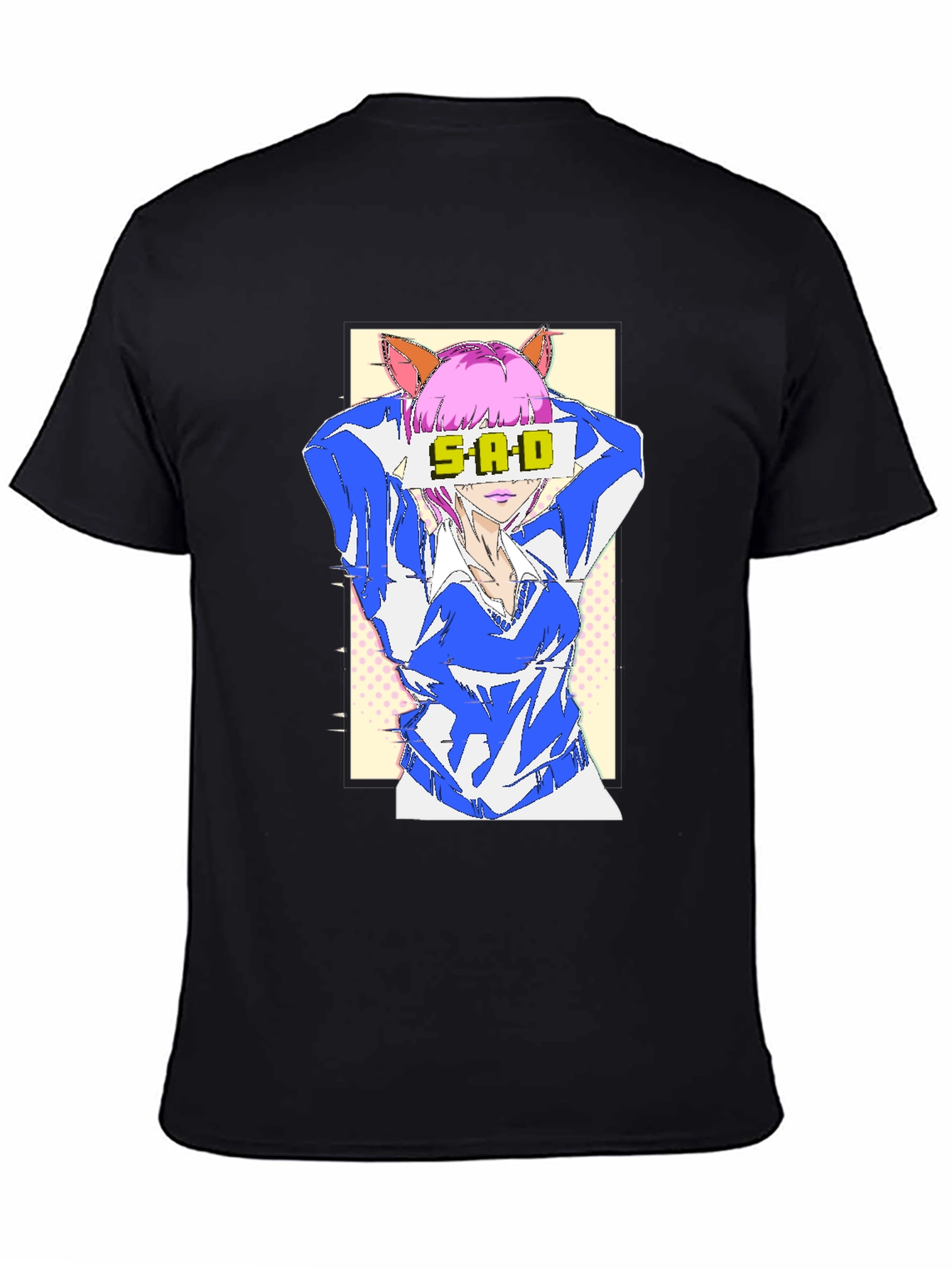 Black Anime SAD T-Shirt - Unisex Graphic Tee view 4