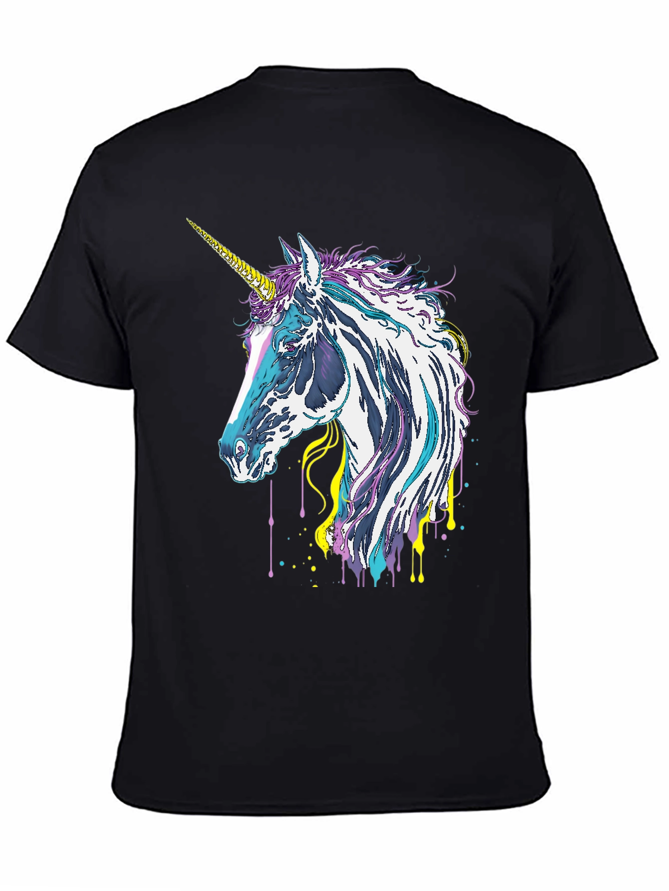 Black Unicorn Graphic Tee - Black Cotton Casual Shirt view 4