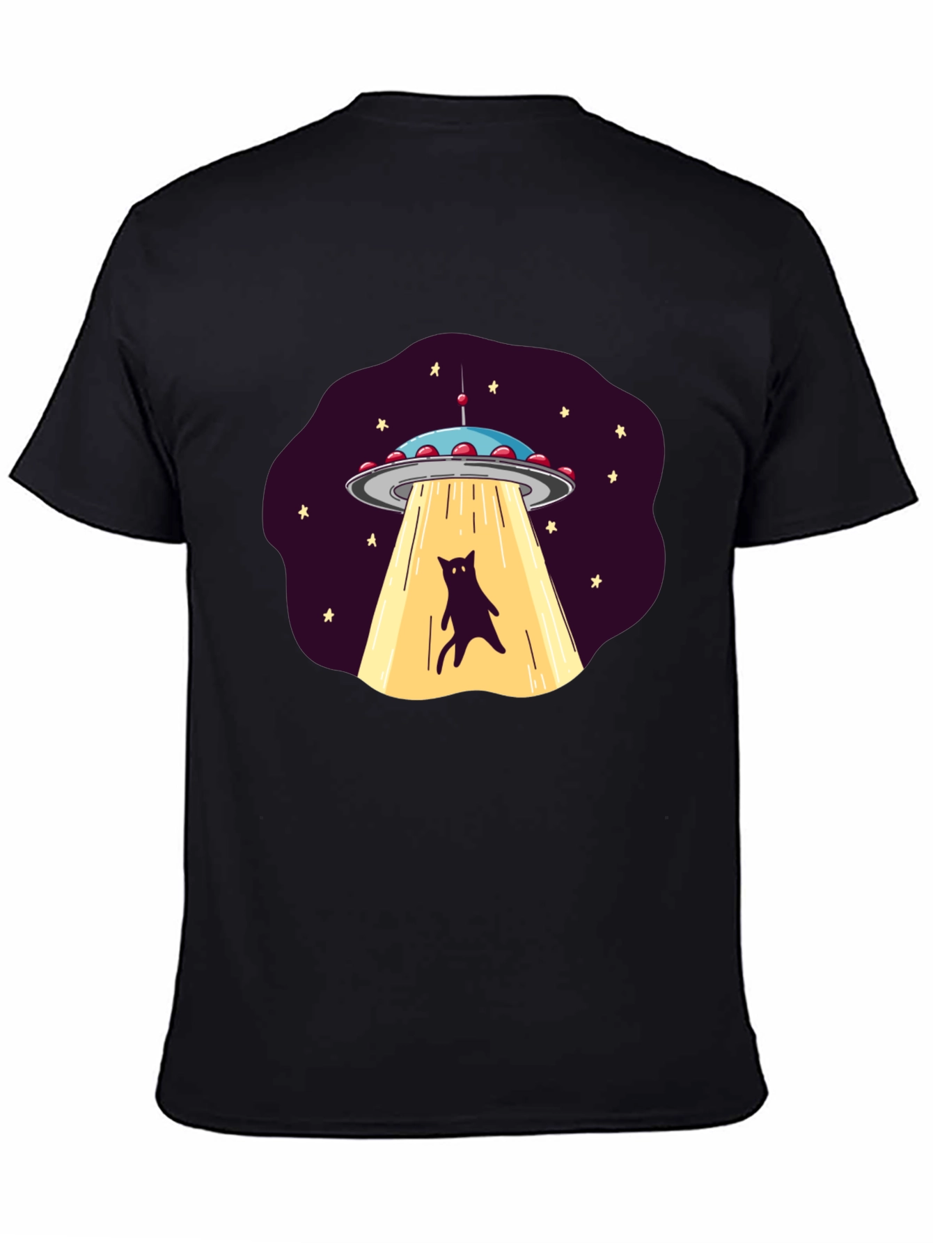 Black Alien Cat Abduction Graphic Tee view 4