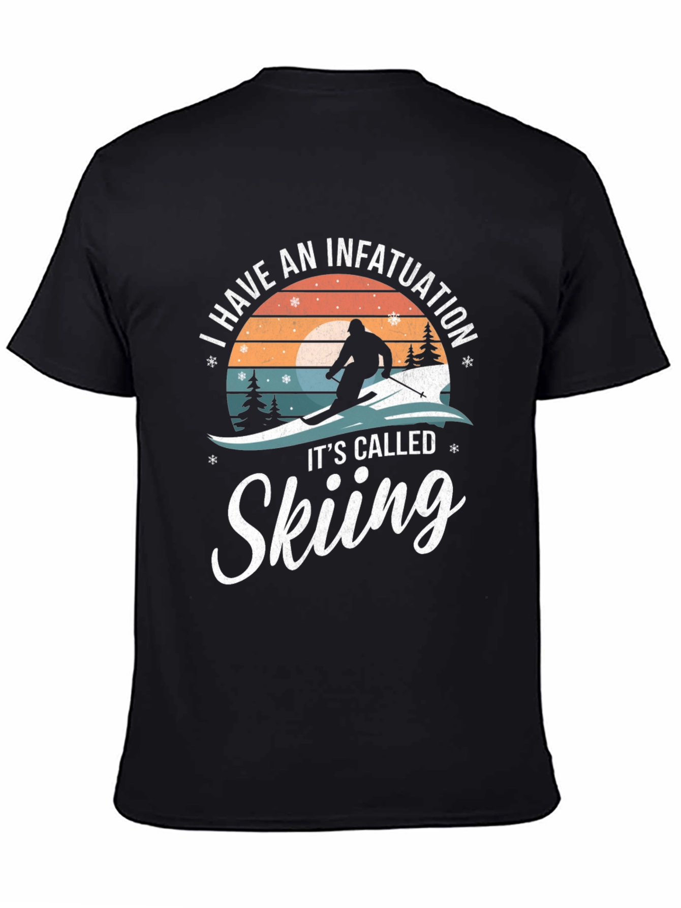 Black Skiing Infatuation Graphic Tee | Sporty Winter Shirt view 4