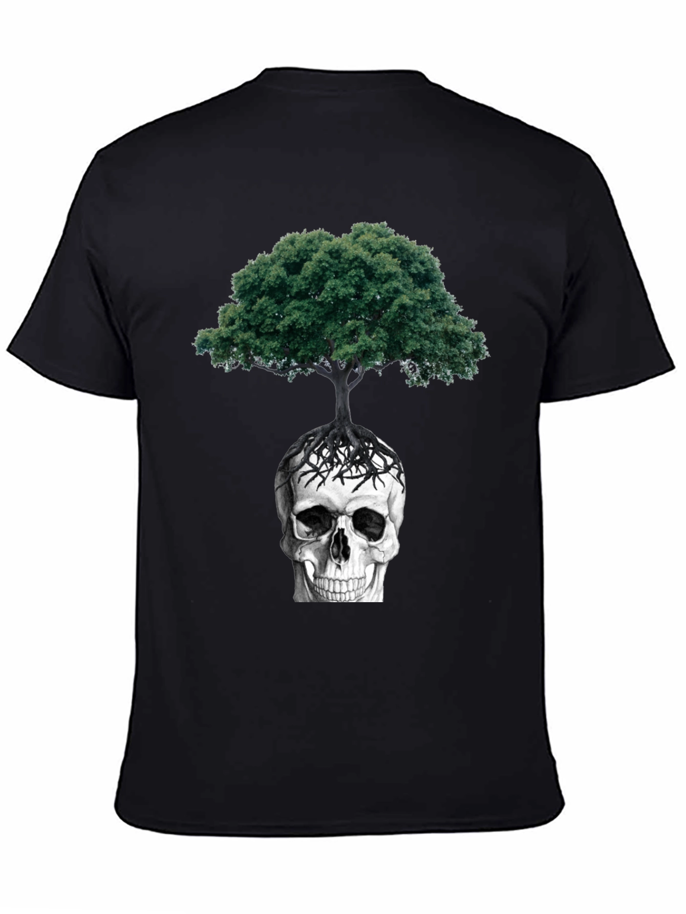Black Skull & Tree Graphic Tee - Dark Humor Style view 4