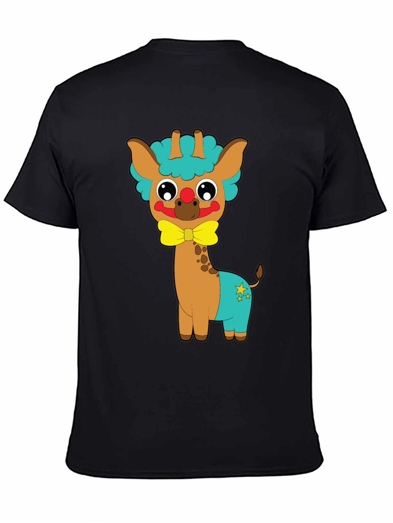 Black Cute Giraffe Clown Graphic Tee view 4
