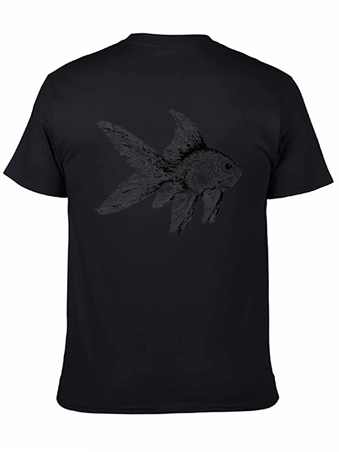 Black Black T-Shirt with Goldfish Graphic view 4