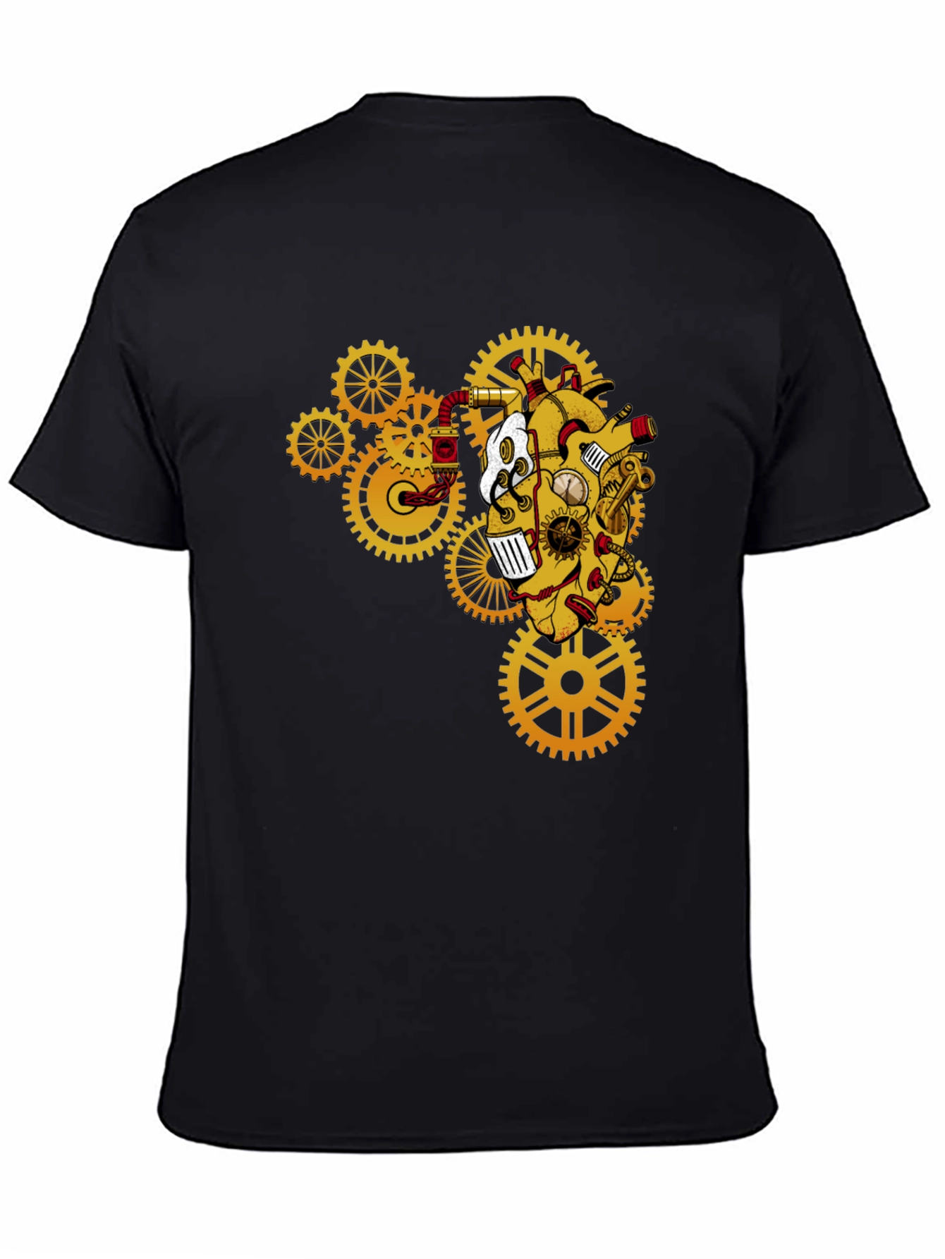 Black Steampunk Heart Gear T-Shirt view 4