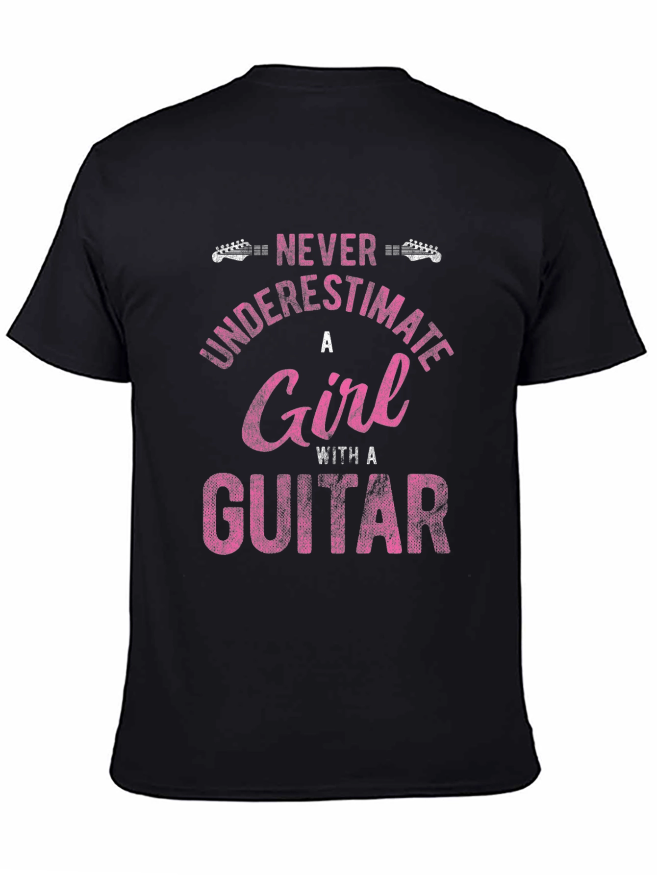 Black Never Underestimate A Girl Guitar T-Shirt view 4
