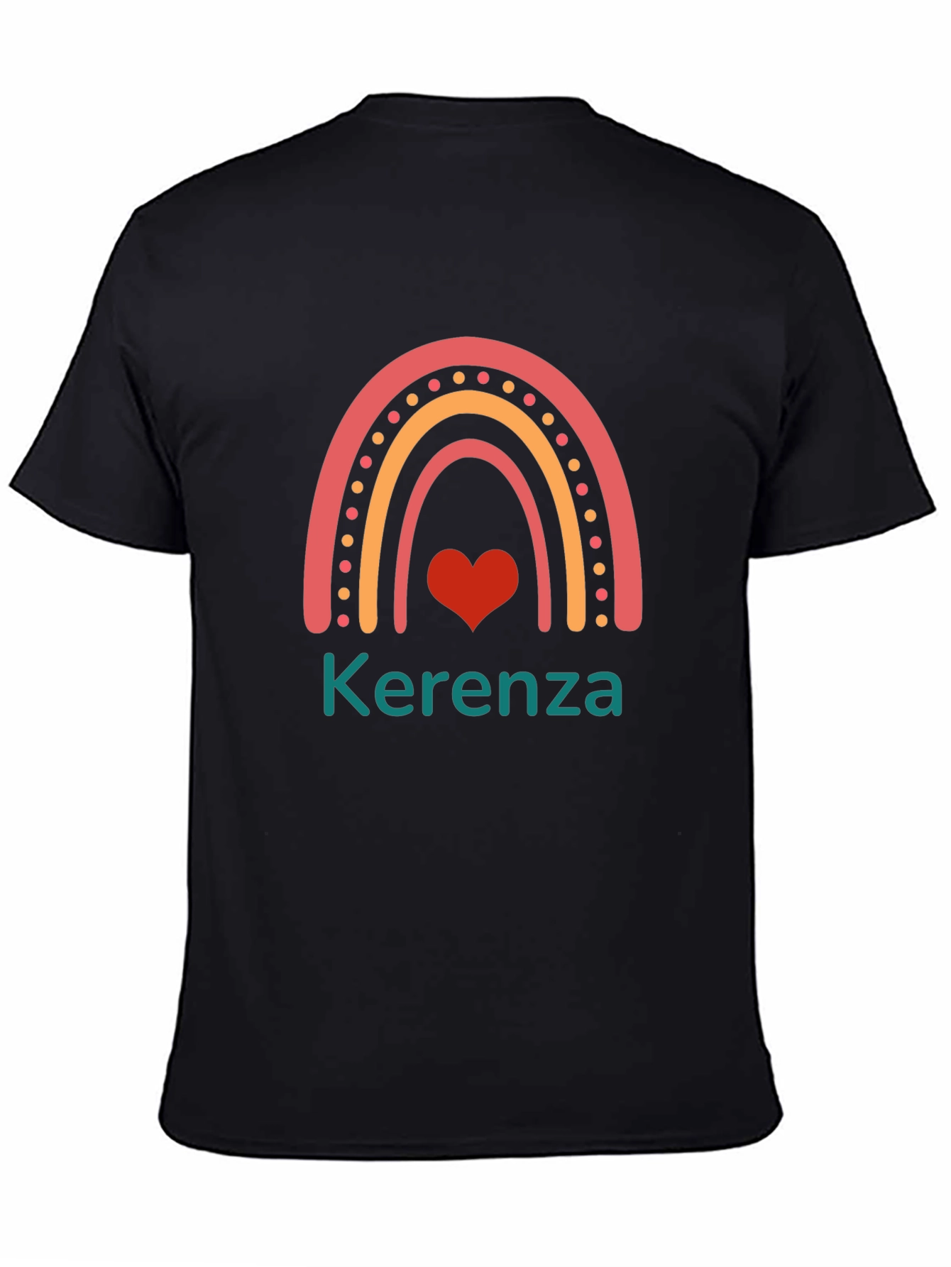 Black Cute Rainbow Heart Personalized Name T-Shirt view 4
