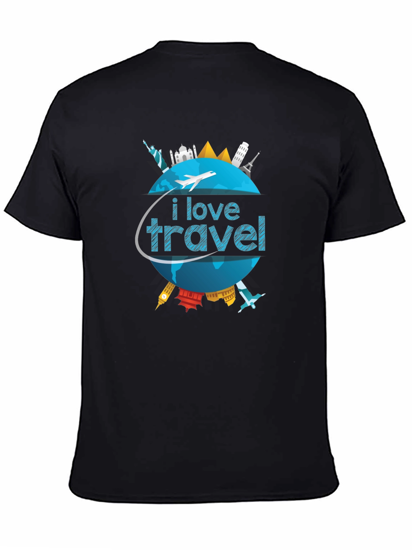 I Love Travel World Landmarks Graphic T-Shirt - 4