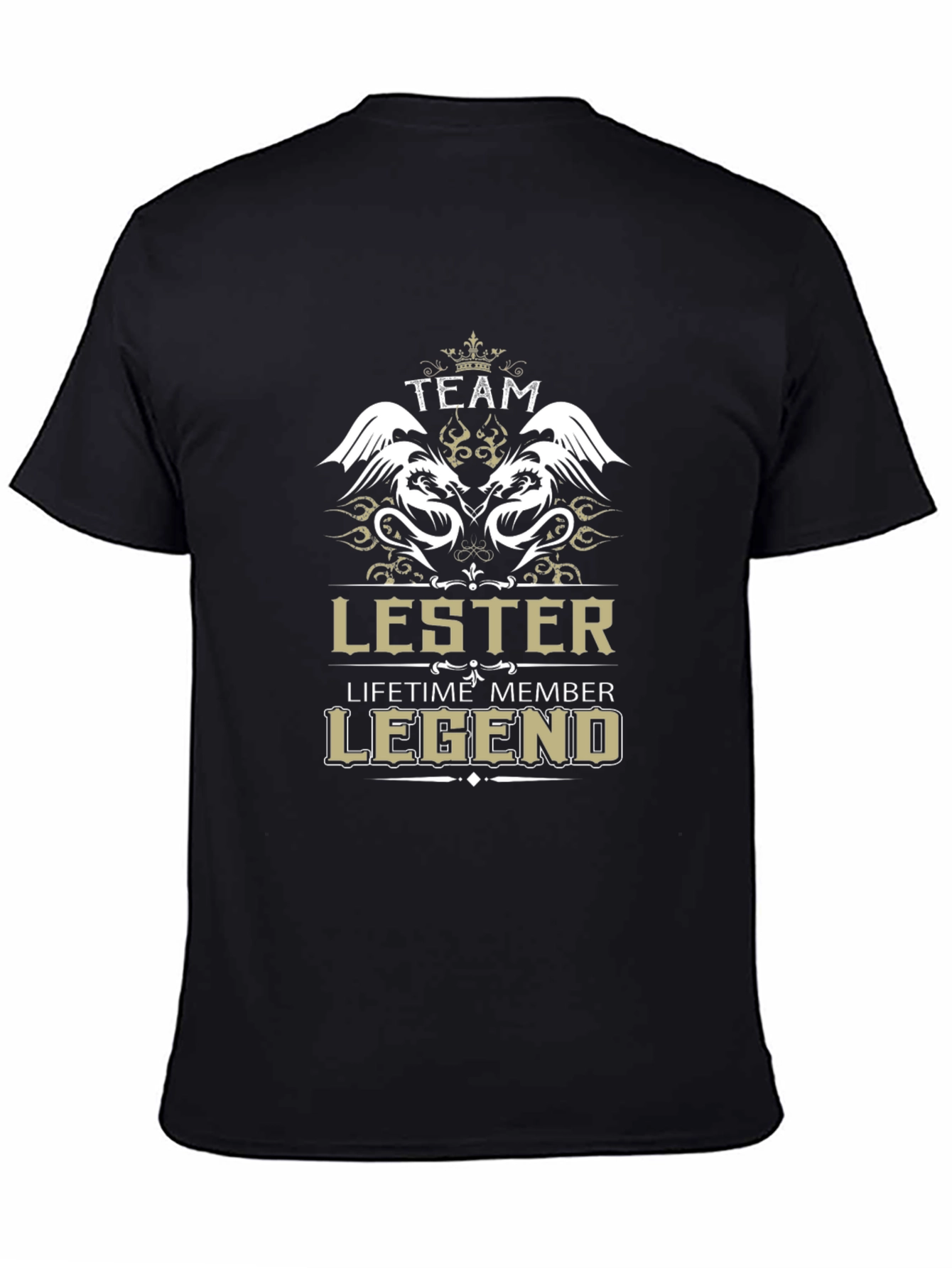 Black Lester Team Legend T-Shirt - Lifetime Member Design view 4
