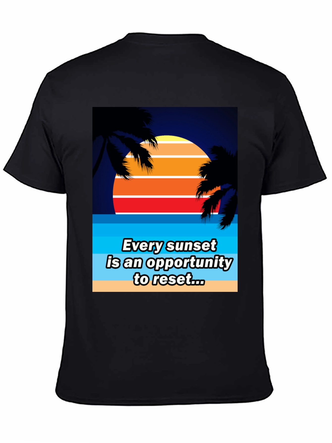Black Sunset Reset Graphic Tee - Beach Vibes view 4