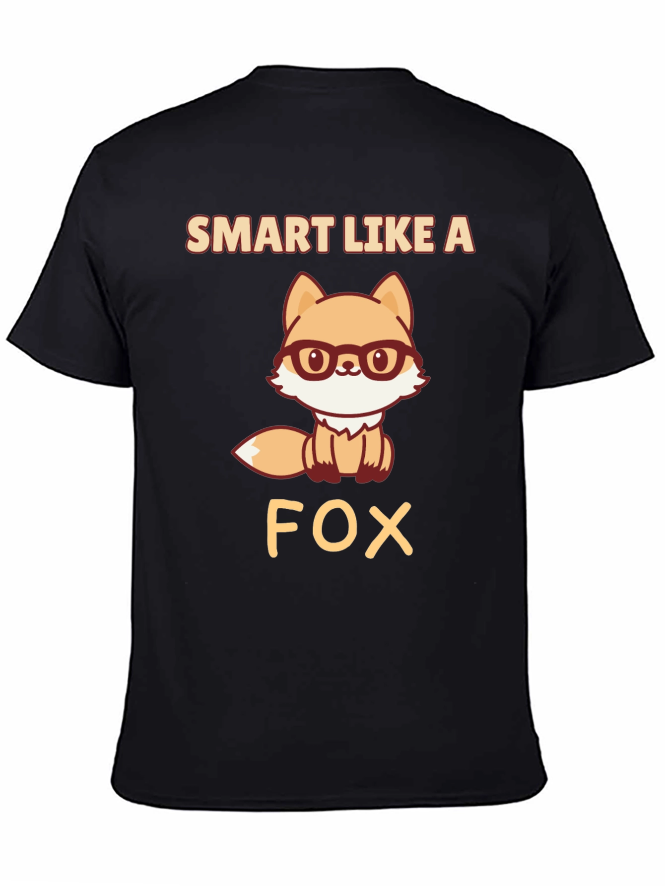 Black Smart Like A Fox T-Shirt, Geeky Animal Tee view 4