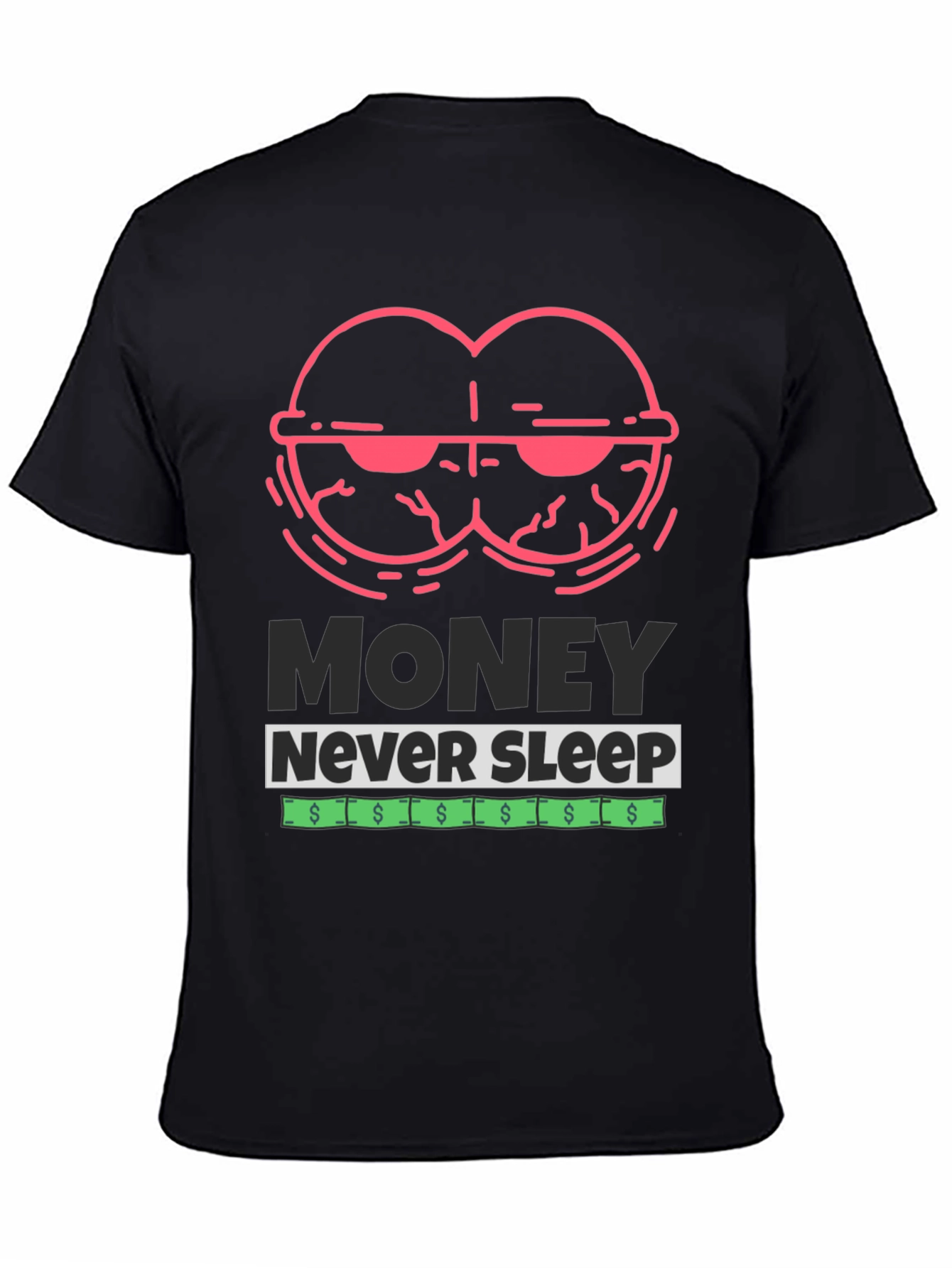 Black Money Never Sleep Graphic T-Shirt view 4