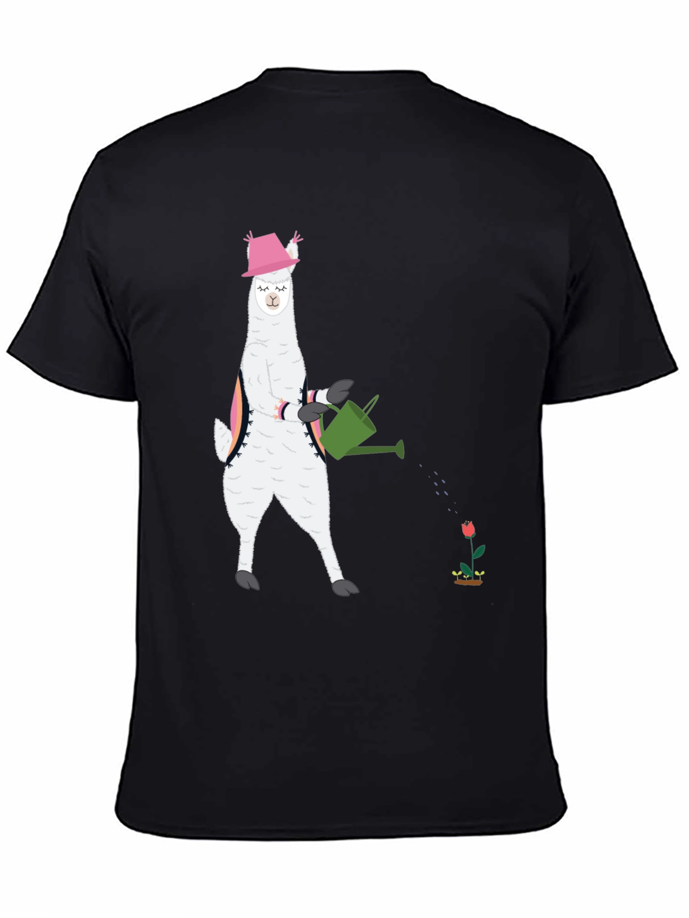 Black Llama Gardening T-Shirt - Cute Animal Tee view 4