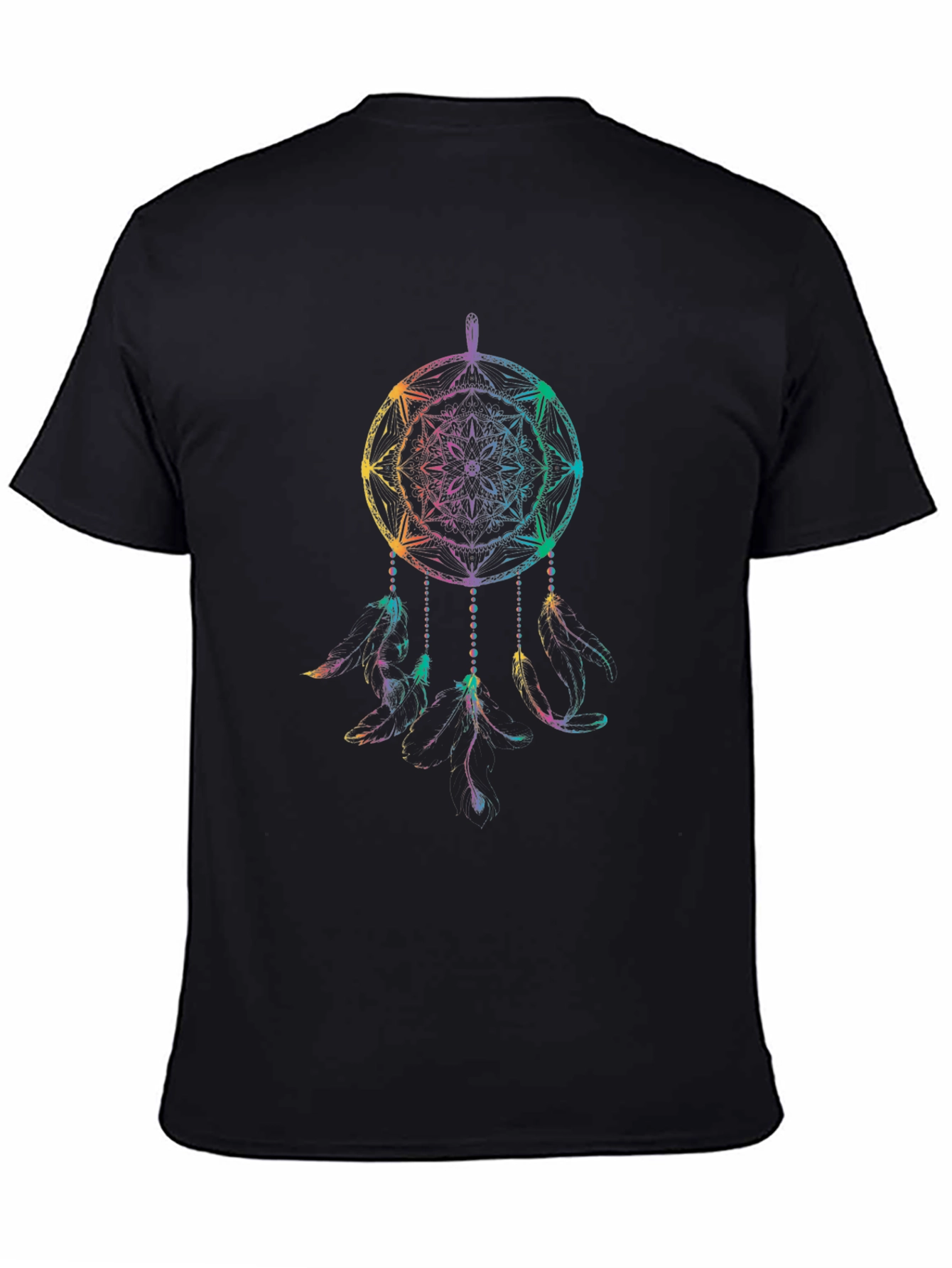 Black Rainbow Dreamcatcher Graphic Tee - Men's Black T-Shirt view 4