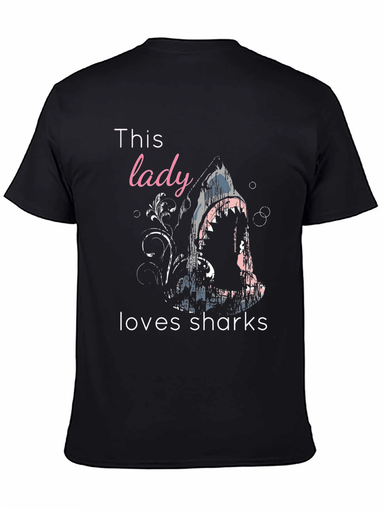 Black This Lady Loves Sharks Graphic T-Shirt view 4