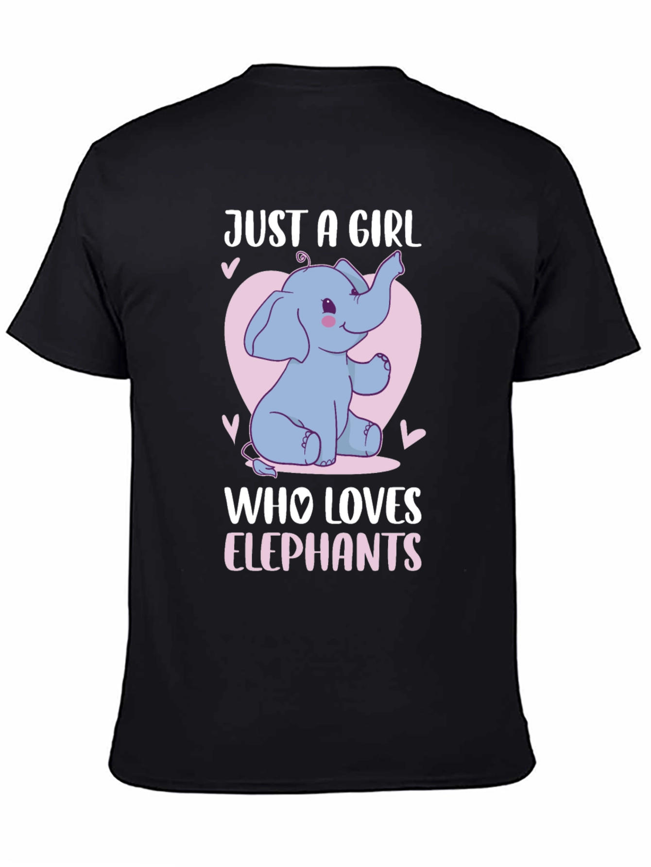 Black Just A Girl Who Loves Elephants T-Shirt view 4