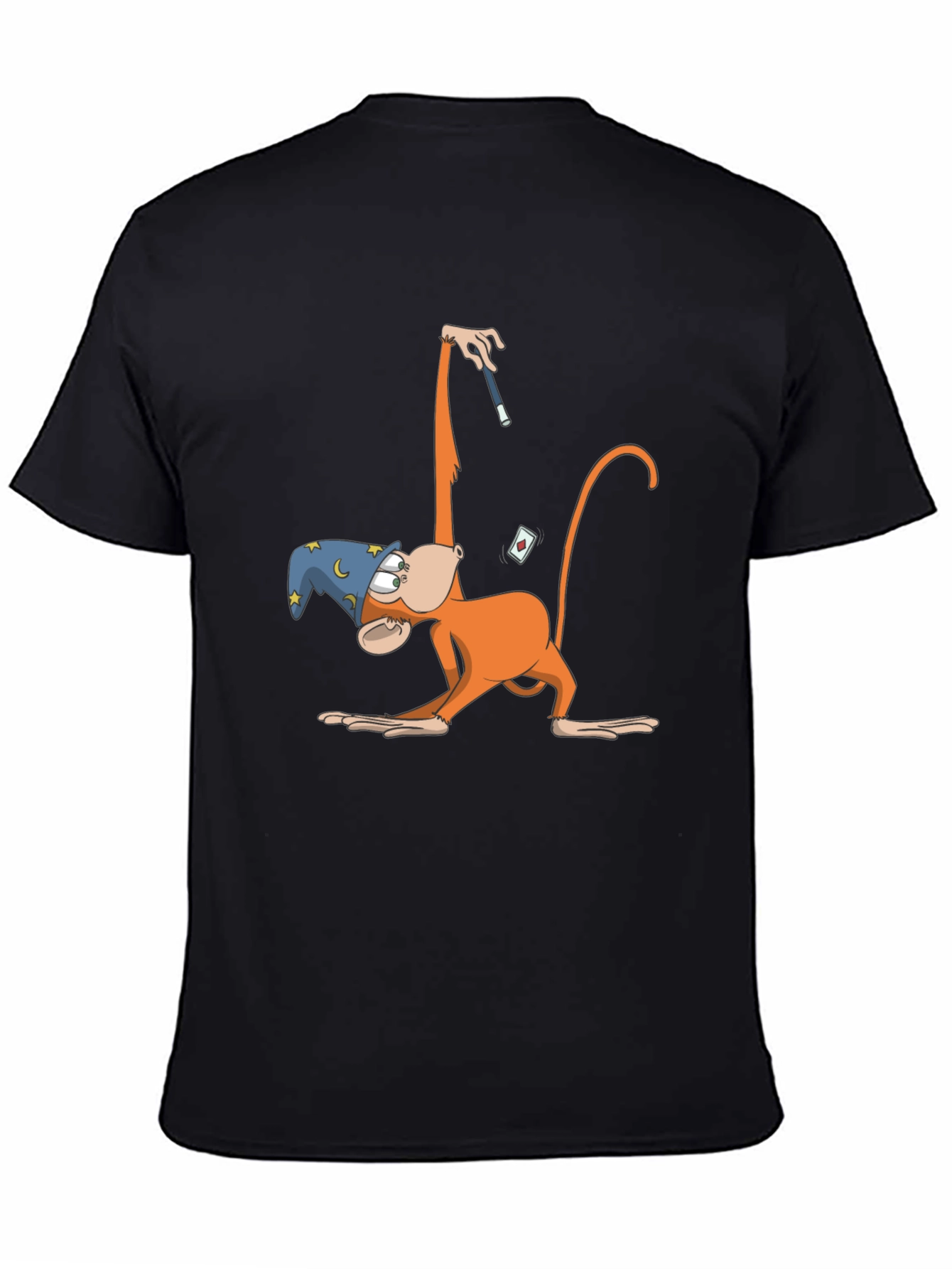 Black Monkey Magician T-Shirt - Funny Cartoon Design view 4