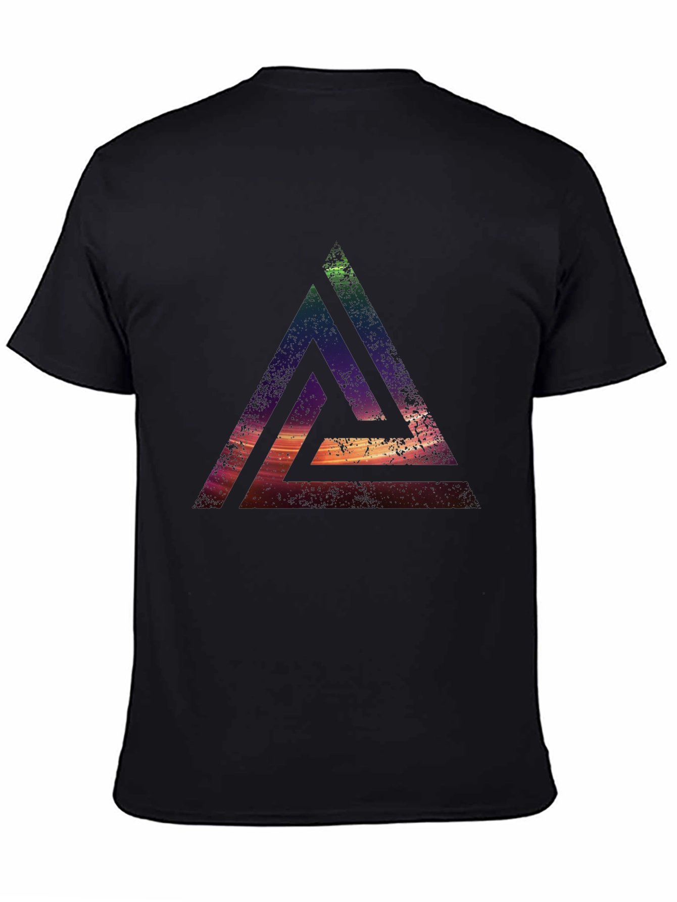 Abstract Triangle Graphic T-Shirt - Casual Black Tee - 4