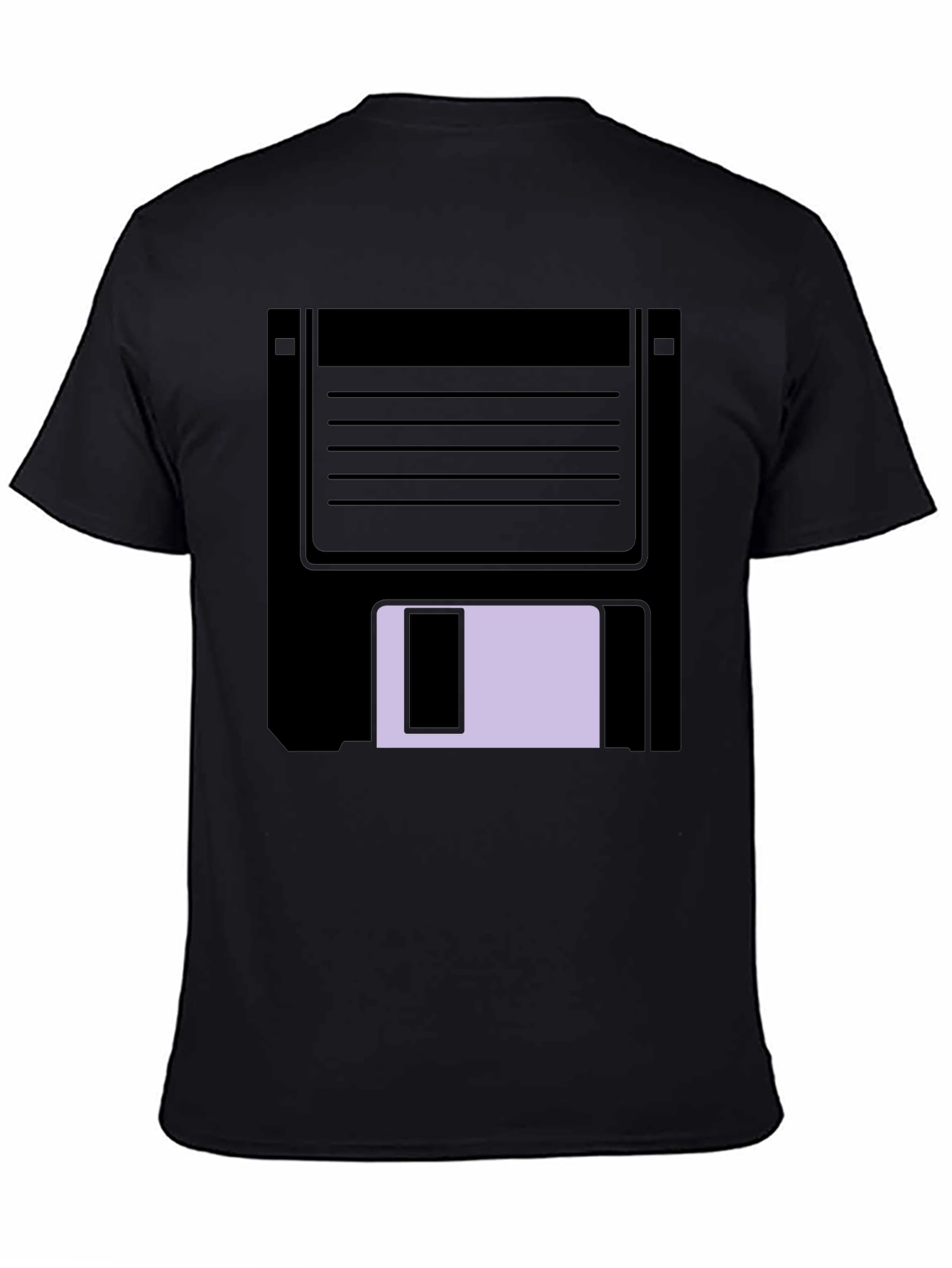 Black Retro Floppy Disk Graphic Tee - Black Casual T-Shirt view 4