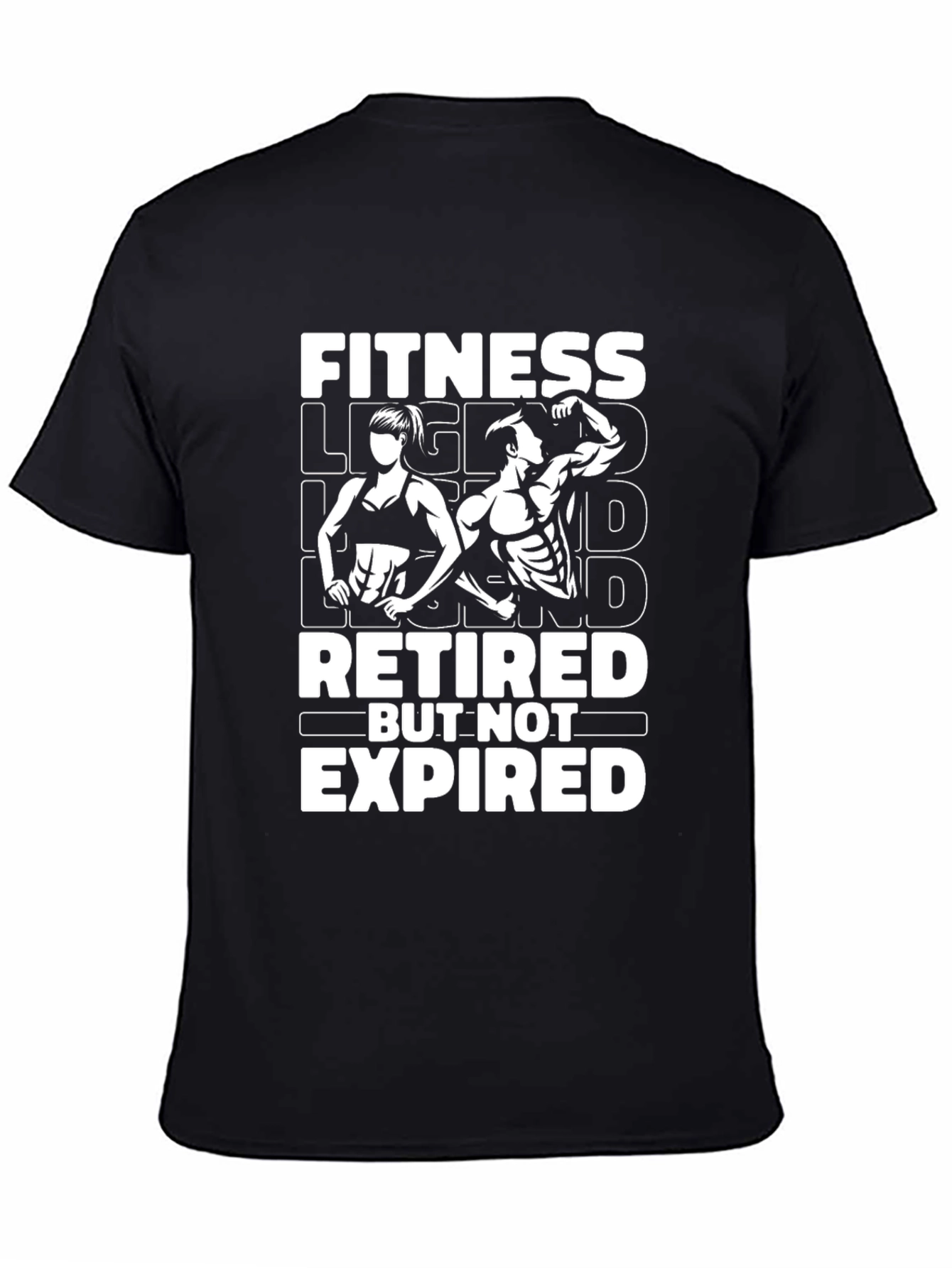Black Fitness Legend Retired But Not Expired Black T-Shirt view 4